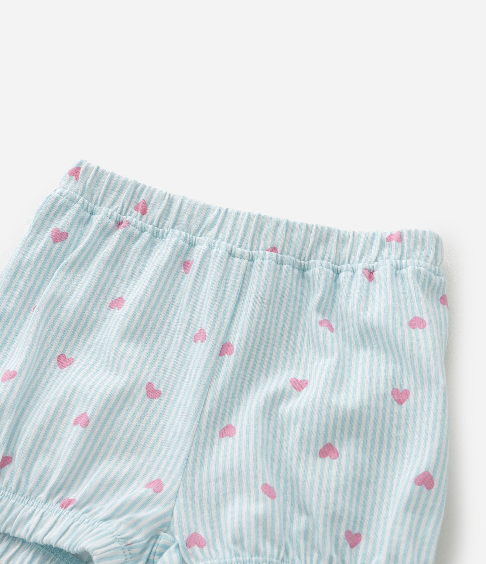 Conjunto Infantil com Estampa de Listras e Corações - Tam 0 a 18 Meses Azul/Rosa 8