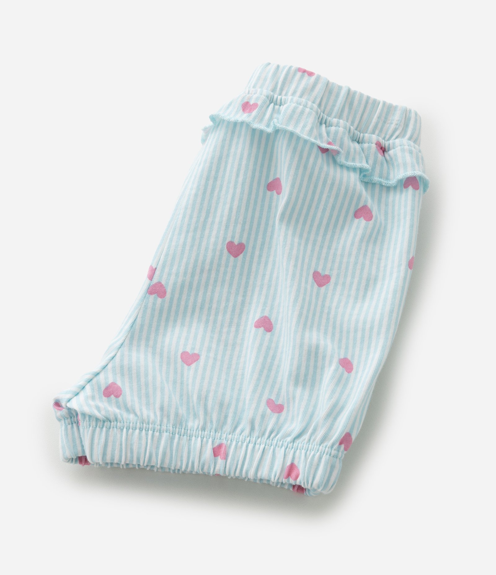 Conjunto Infantil com Estampa de Listras e Corações - Tam 0 a 18 Meses Azul/Rosa 9