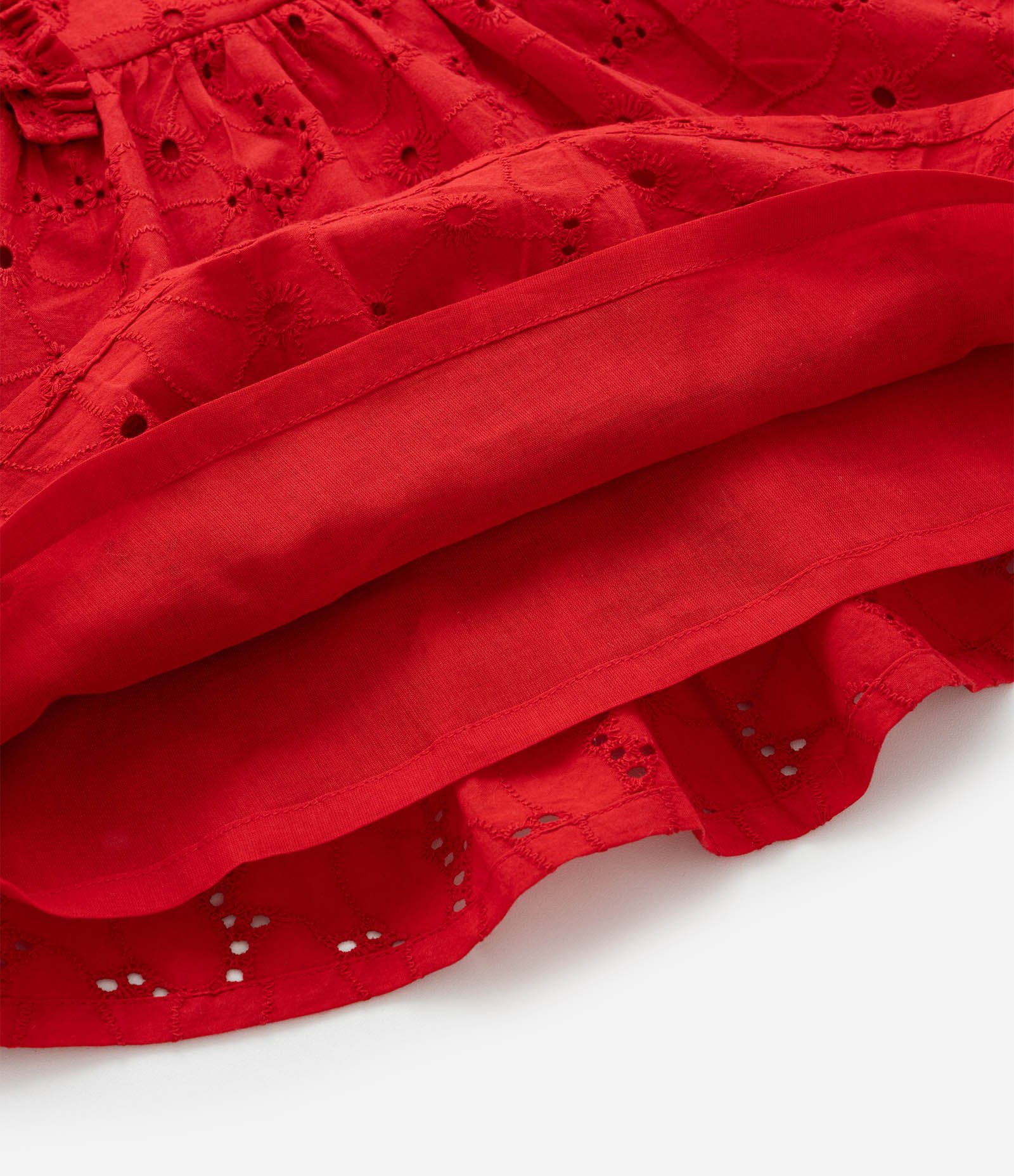 Vestido Infantil em Tricoline com Babados e Calcinha - Tam 3 a 18 Meses Vermelho 6