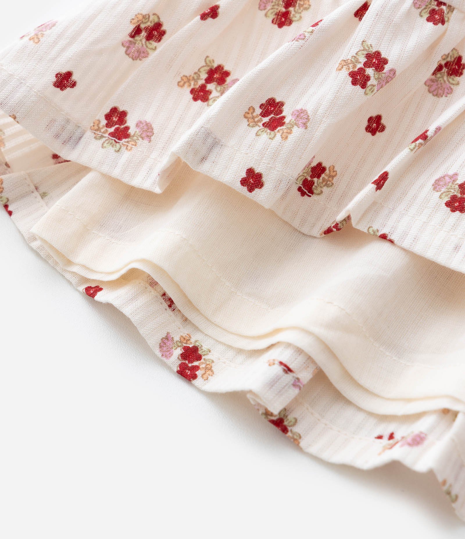 Vestido Infantil em Tricoline com Estampa Floral e Calcinha - Tam 3 a 18 Meses Bege 8