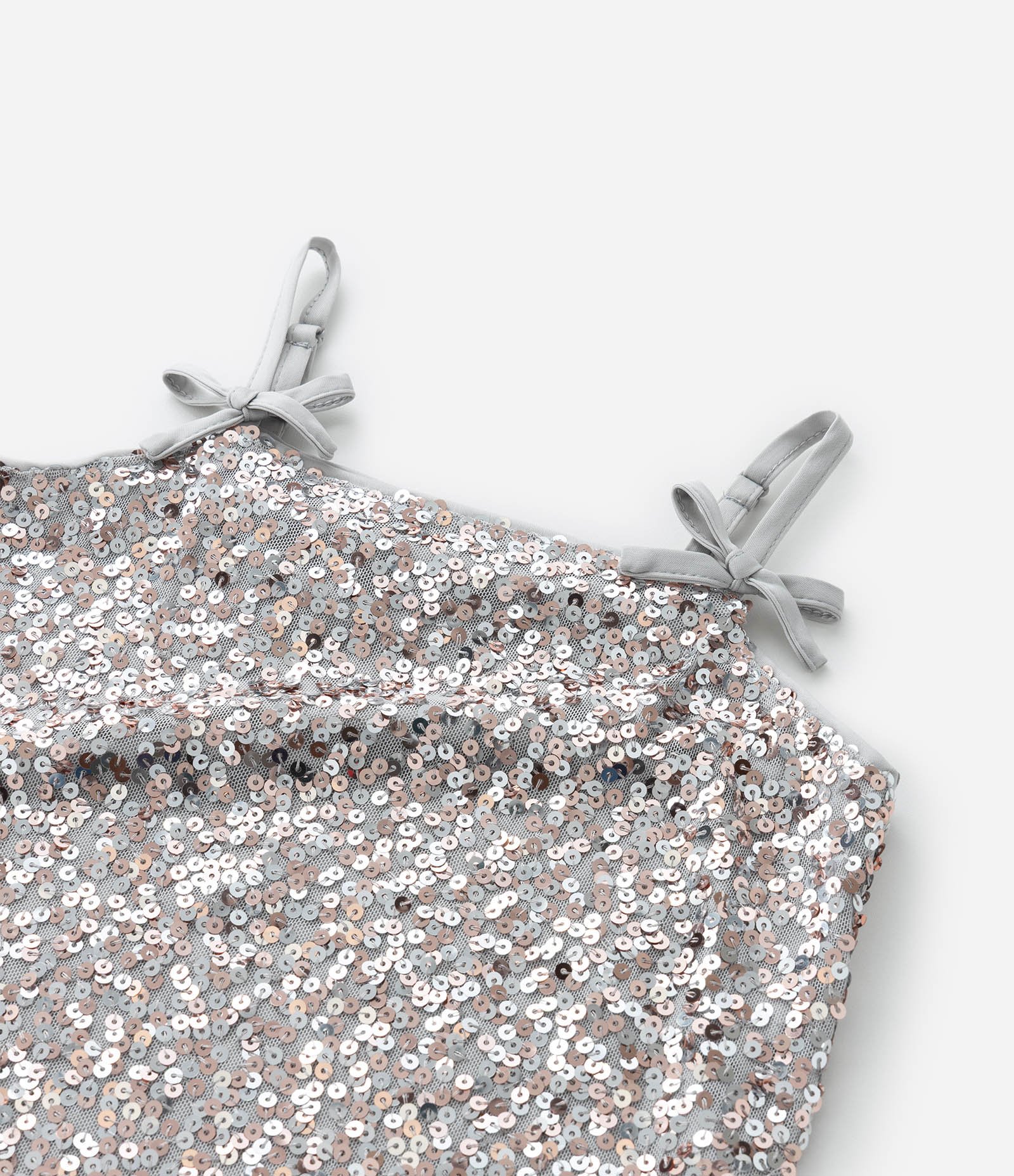 Vestido Infantil em Paetê -Tam 5 a 14 Anos Prata 6