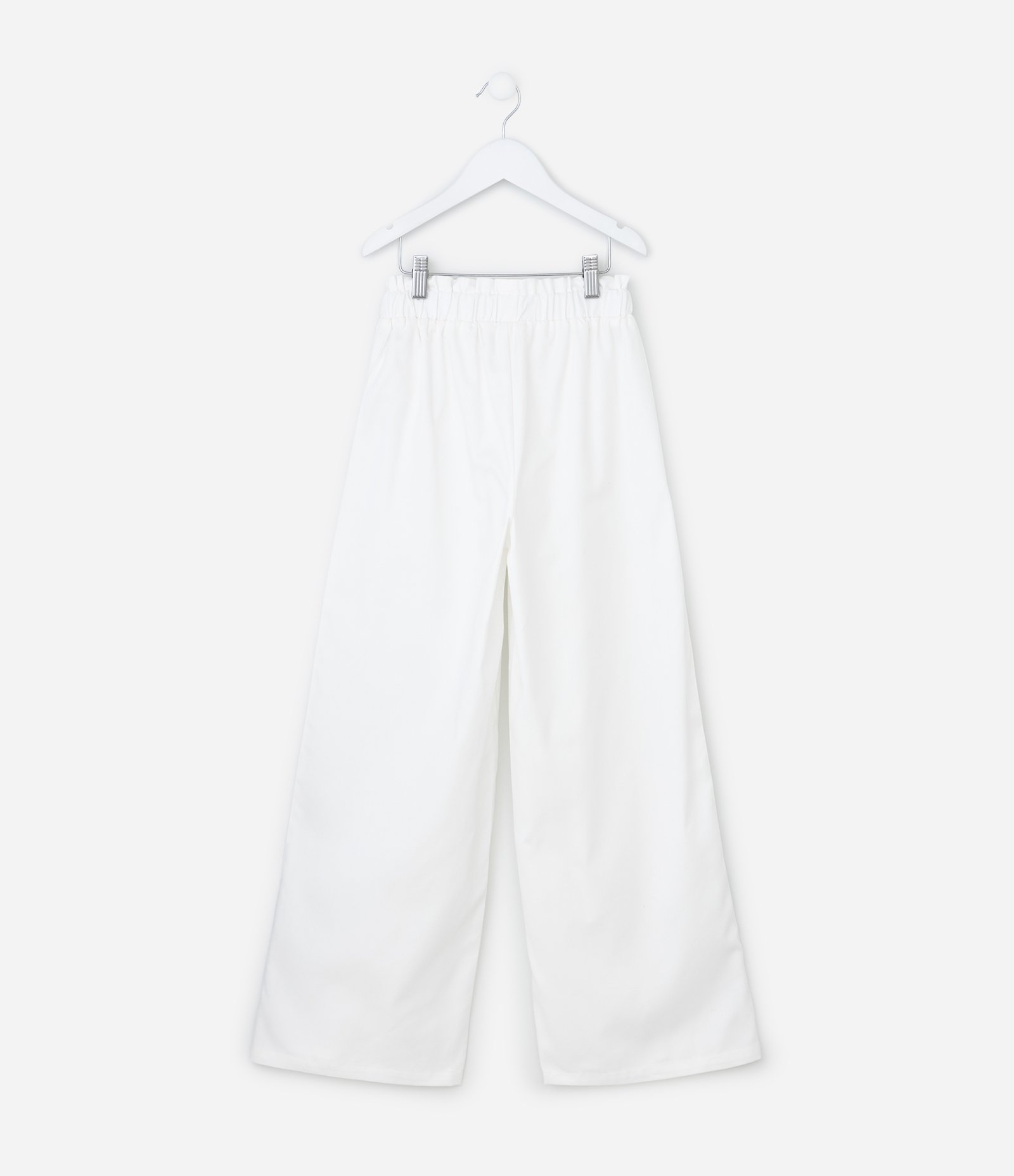 Calça Wide Leg Infantil em Sarja com Aplicação de Brilhos- Tam 5 a 14 Anos Branco 2