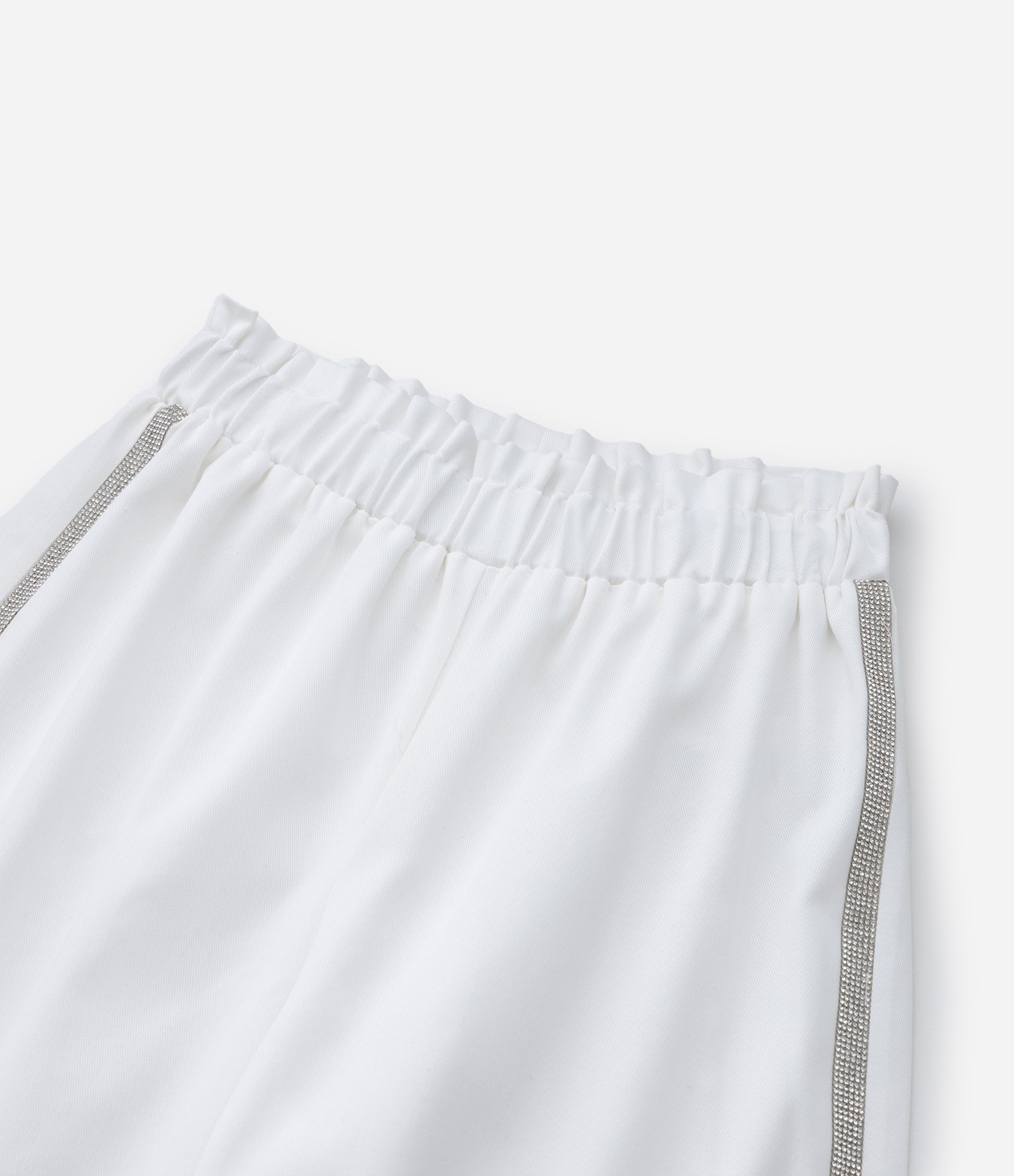 Calça Wide Leg Infantil em Sarja com Aplicação de Brilhos- Tam 5 a 14 Anos Branco 5