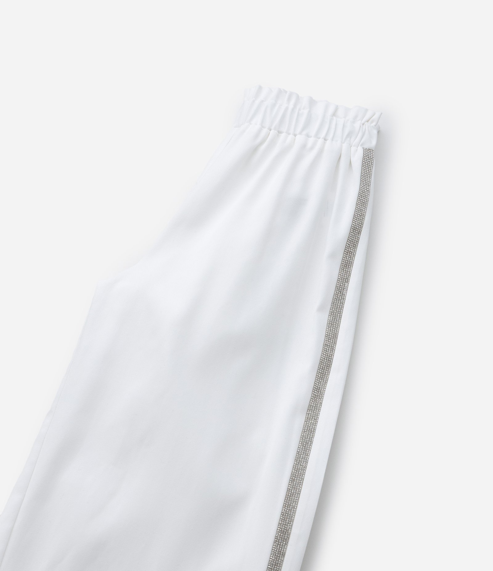 Calça Wide Leg Infantil em Sarja com Aplicação de Brilhos- Tam 5 a 14 Anos Branco 6