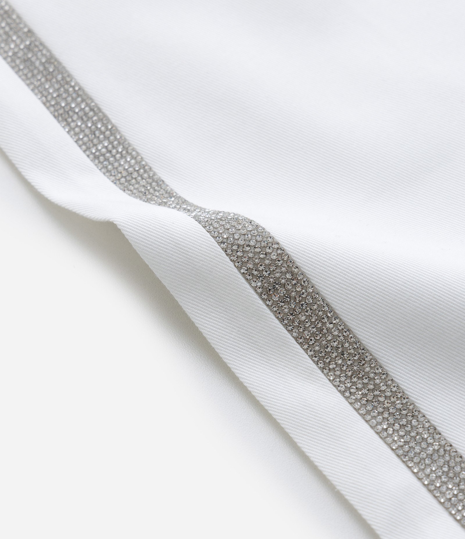 Calça Wide Leg Infantil em Sarja com Aplicação de Brilhos- Tam 5 a 14 Anos Branco 7