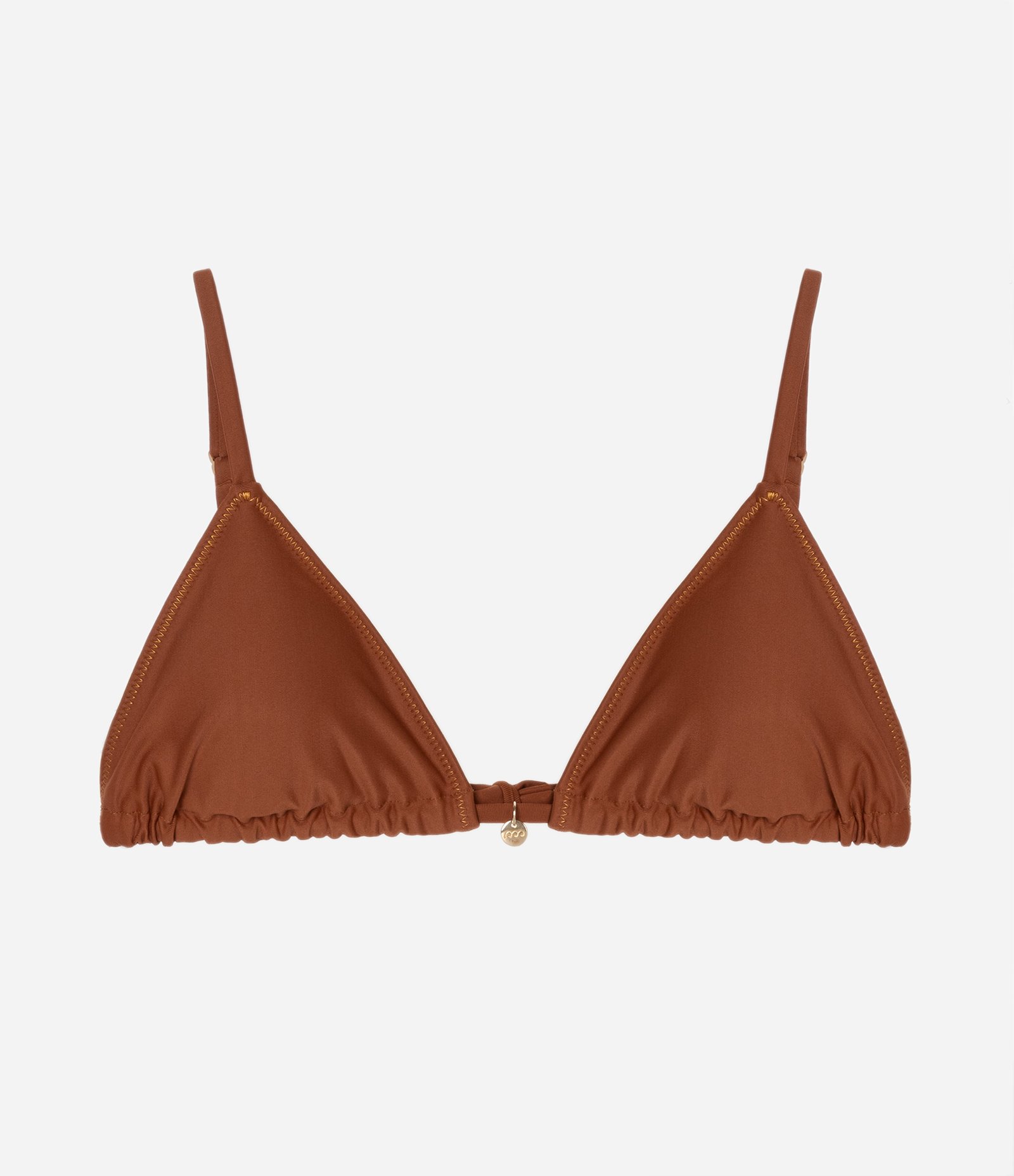 Biquíni Top Cortininha em Microfibra com Pesponto em Fio Metalizado Caramelo 4