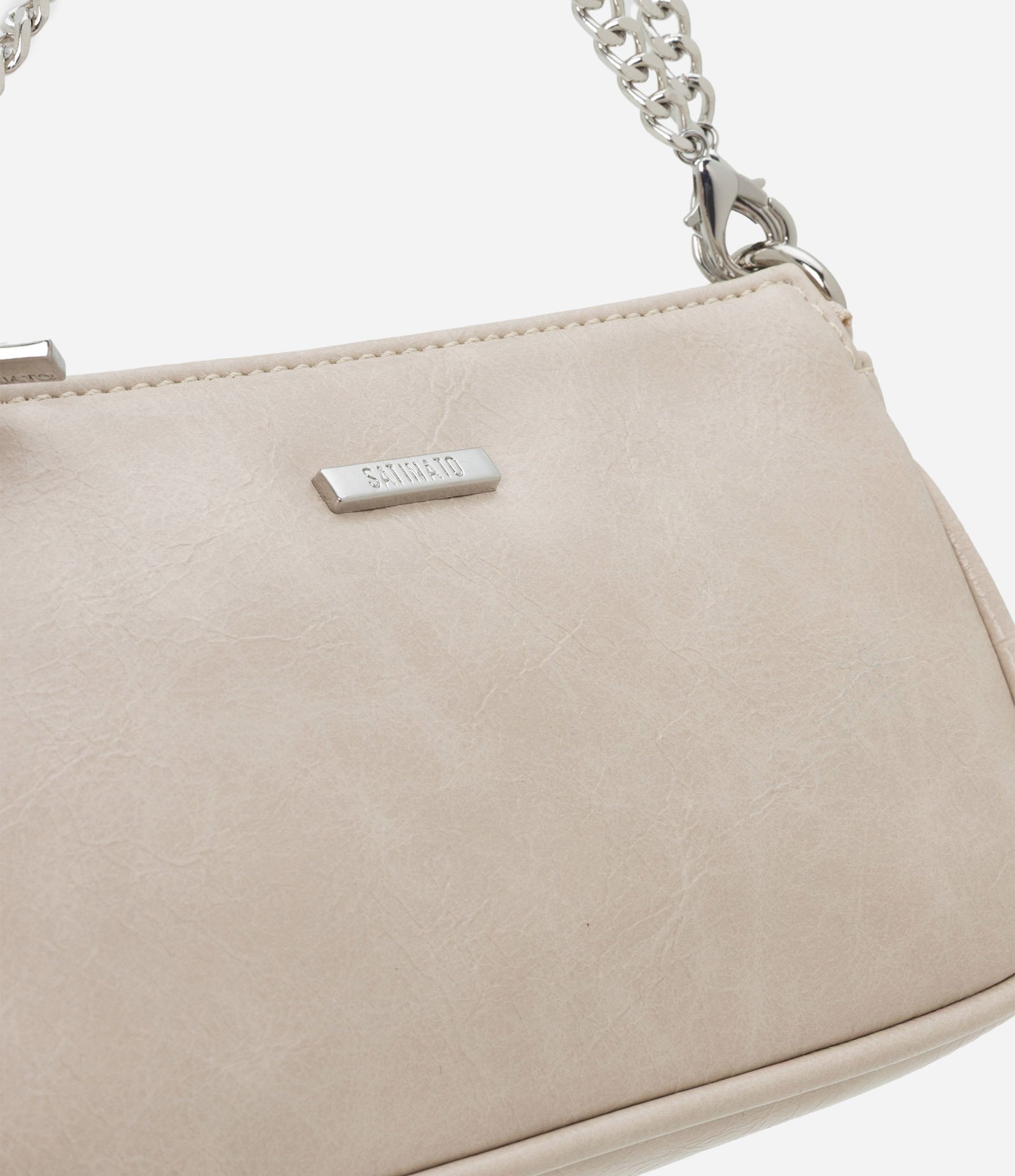 Bolsa Baguete Pequena em PU Glossy com Alças Removíveis Off White 5