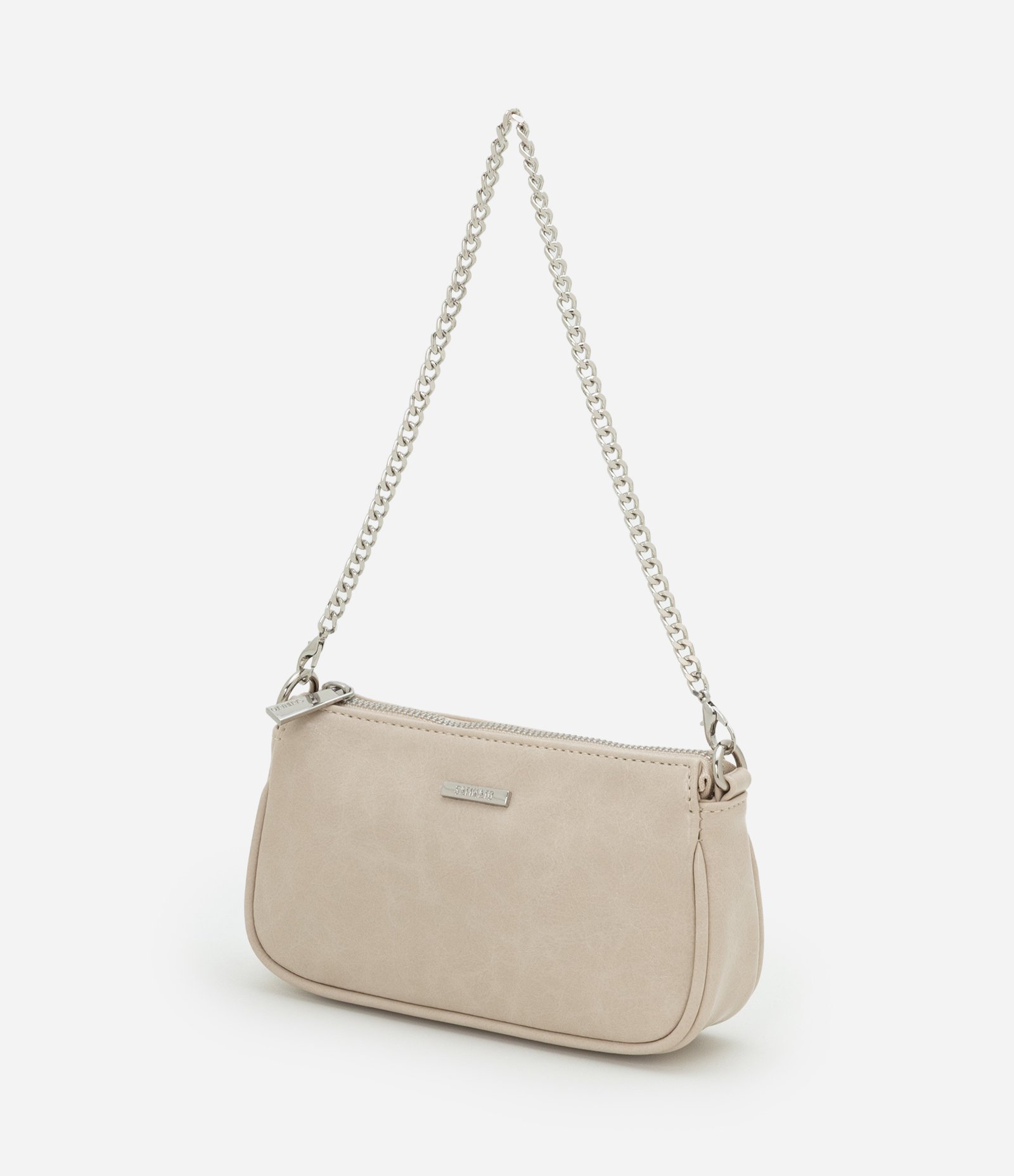 Bolsa Baguete Pequena em PU Glossy com Alças Removíveis Off White 7