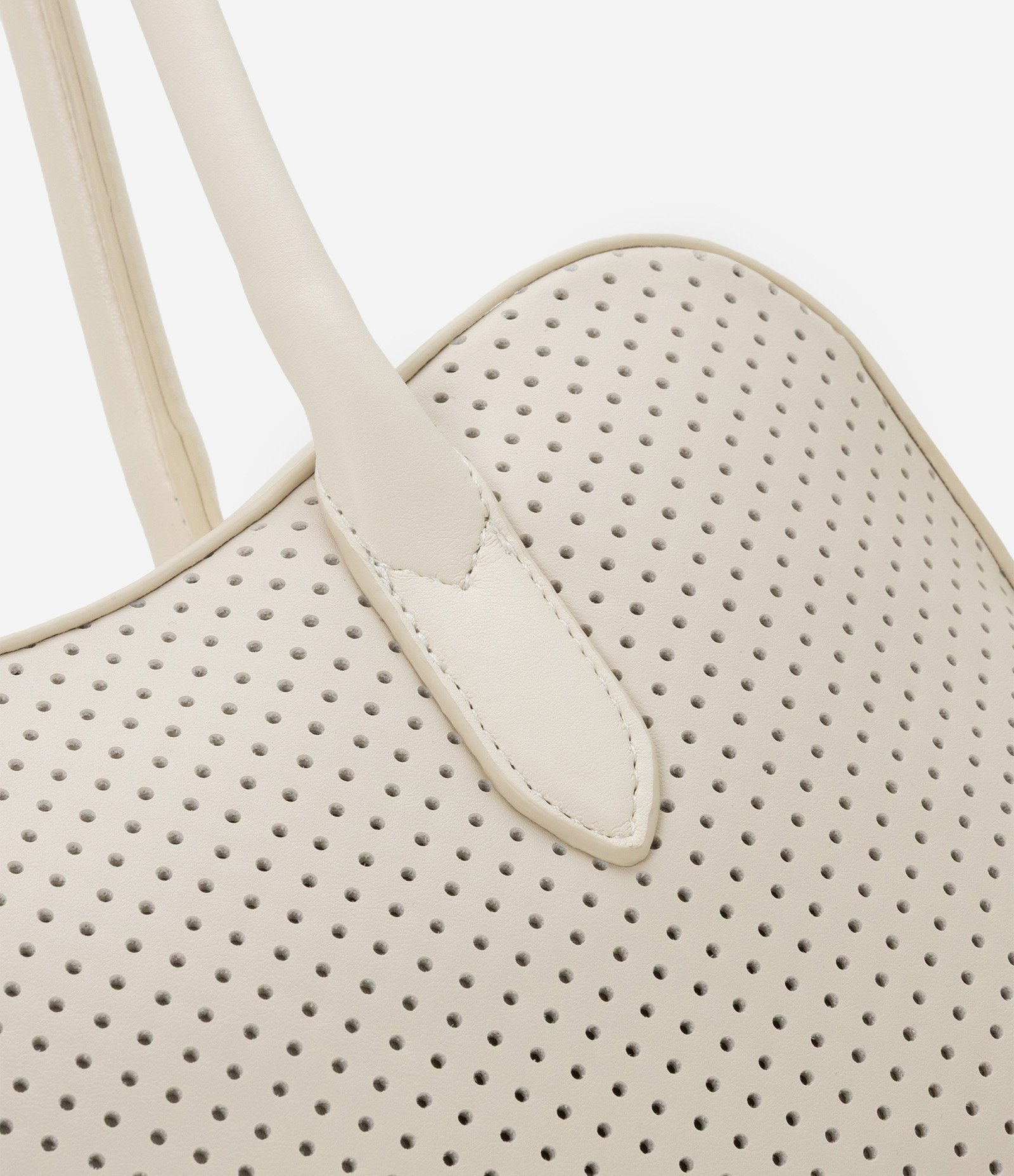 Bolsa Satchel com Textura de Furinhos e Recorte Arredondado Off White 6