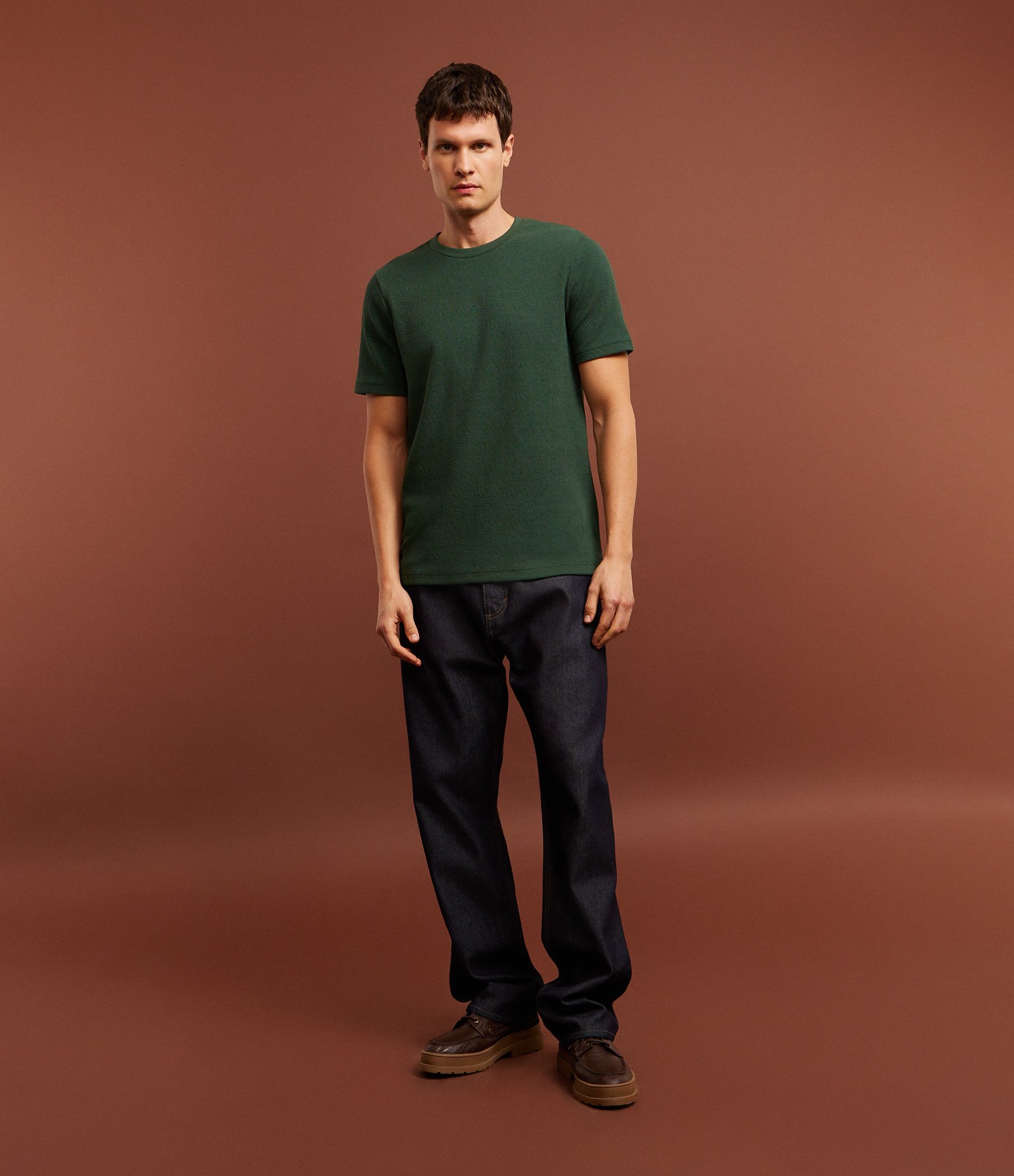 Camiseta Slim em Algodão Texturizada Verde 2