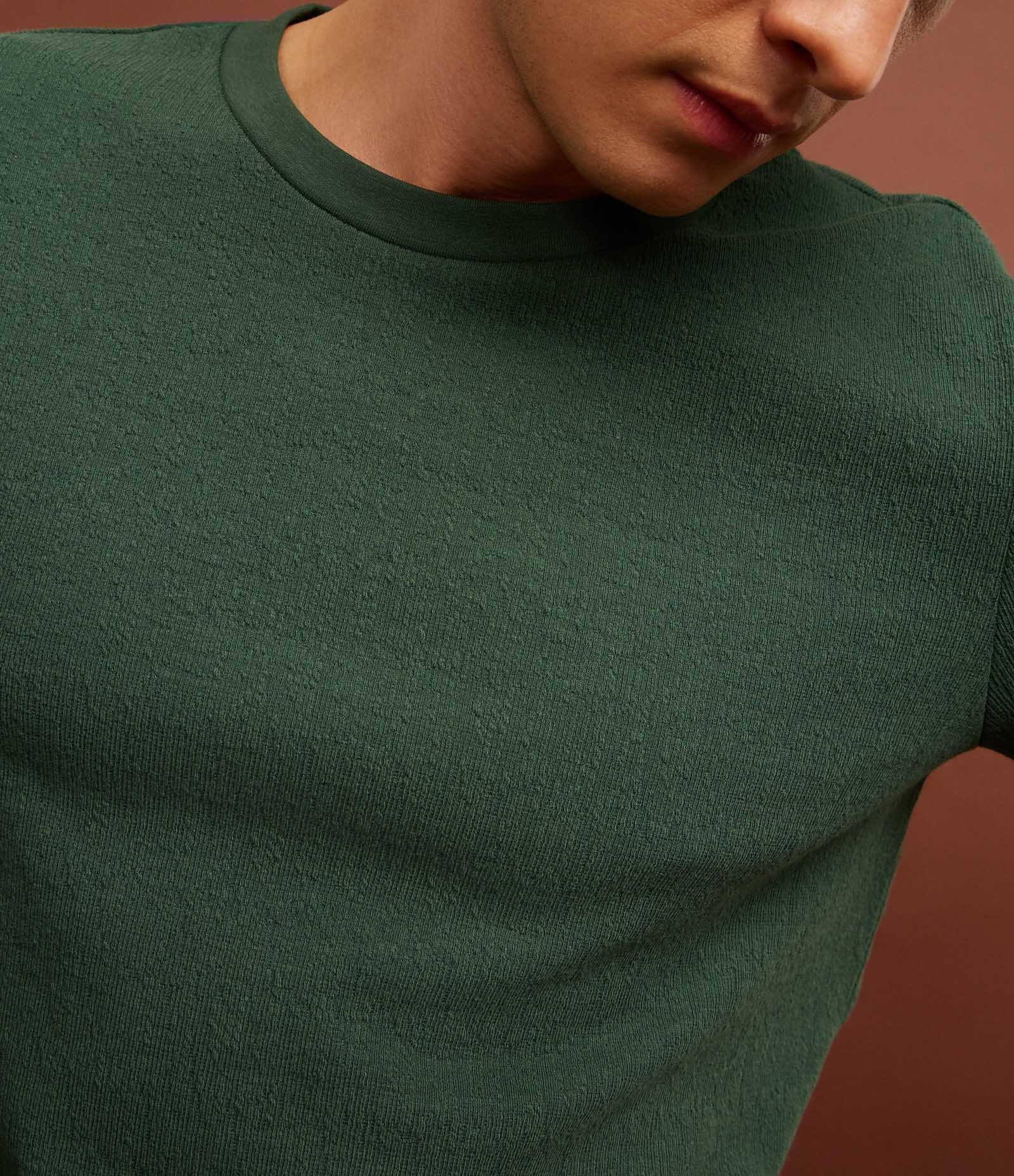 Camiseta Slim em Algodão Texturizada Verde 3