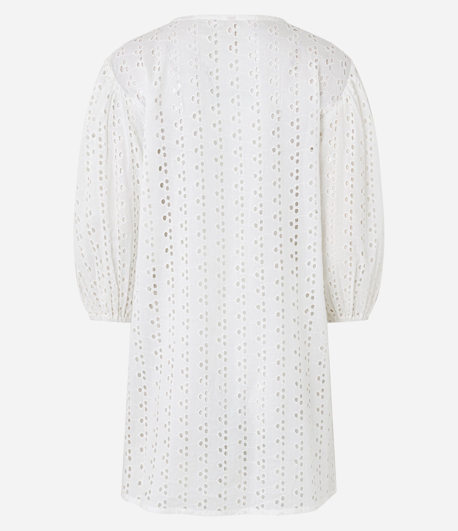 Saída de Praia Bata em Laise com Manga Bufante e Laço Frontal Branco 7