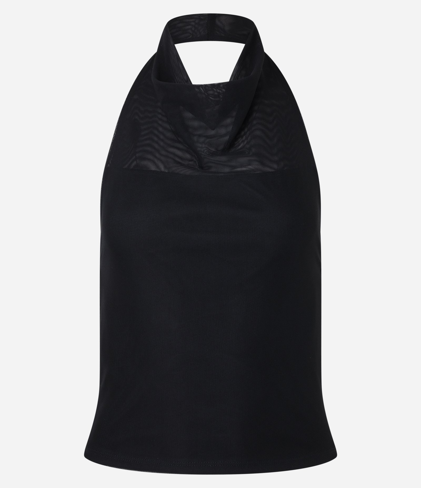 Blusa em Tule Frente Única com Decote Degagê Preto 7