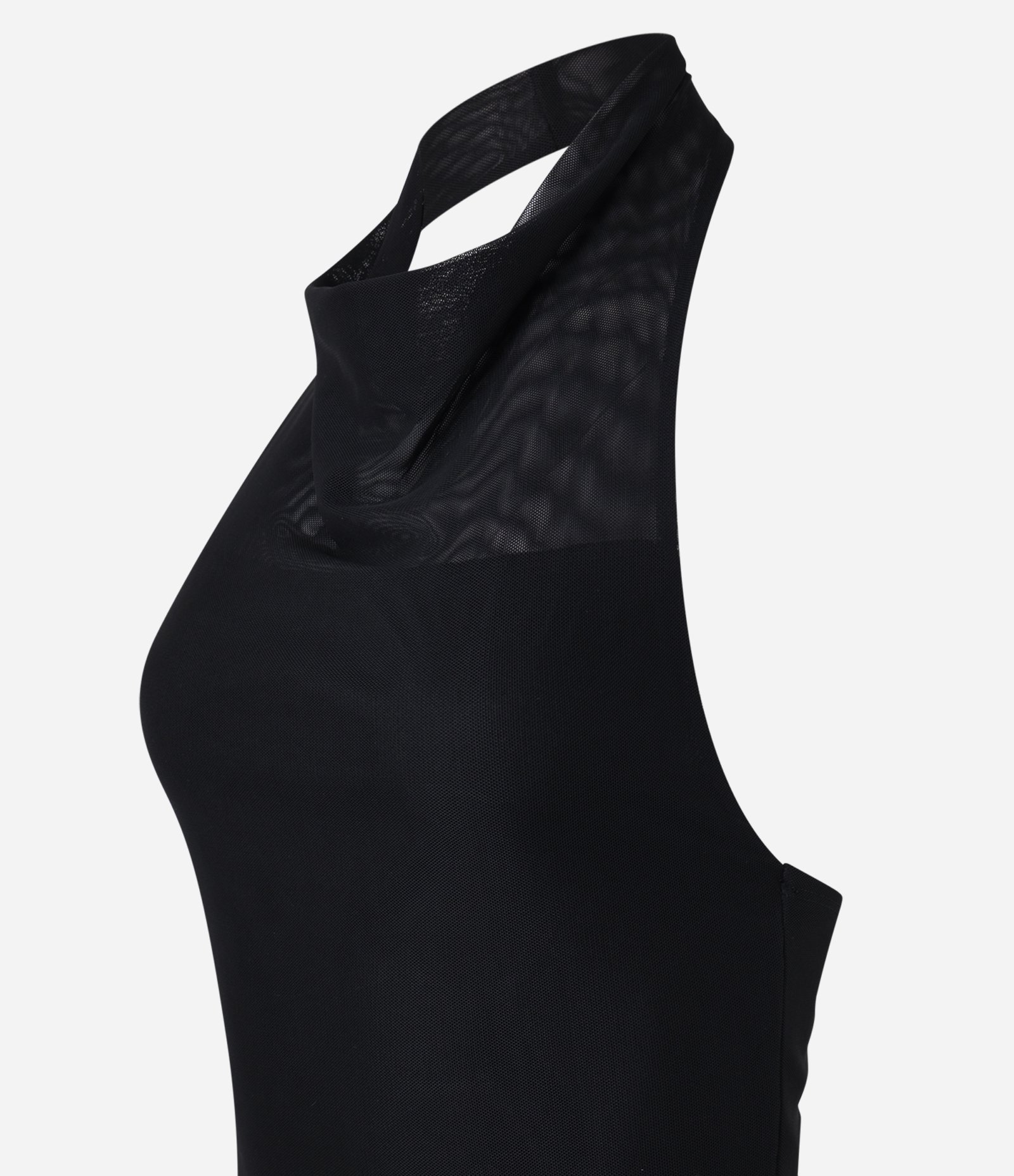 Blusa em Tule Frente Única com Decote Degagê Preto 8