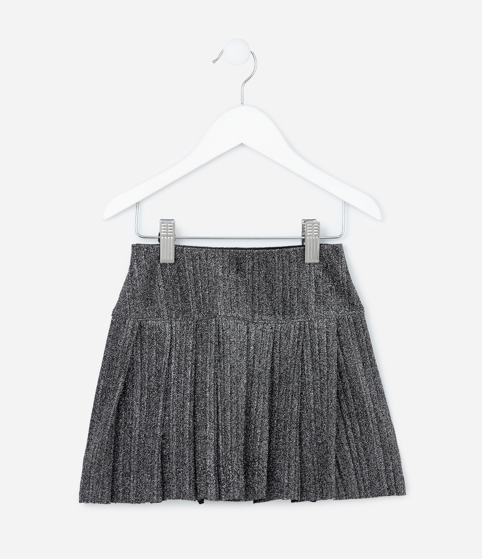 Saia Infantil Plissada com Fios Metalizado - Tam 5 a 14 Anos Preto 3