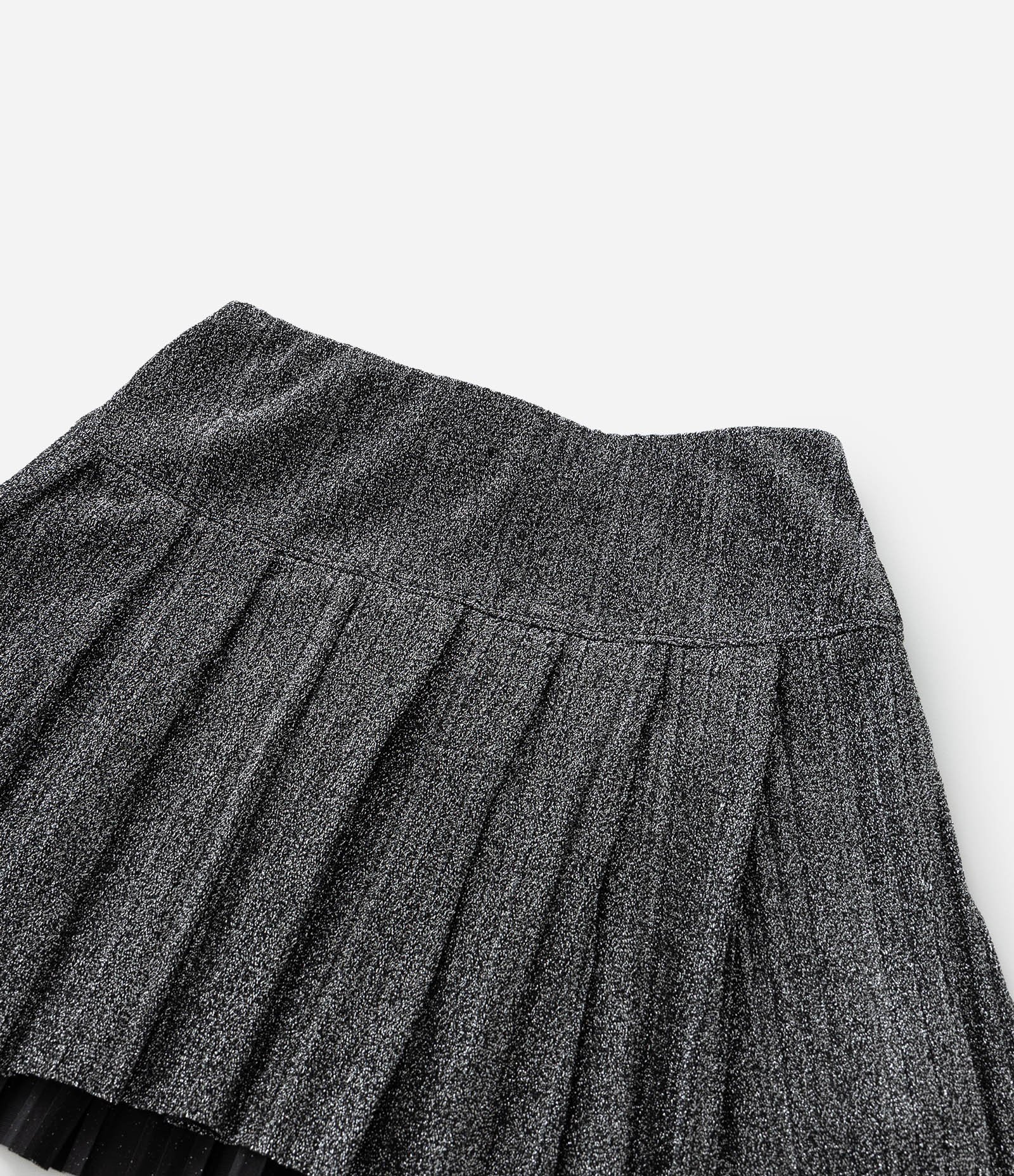 Saia Infantil Plissada com Fios Metalizado - Tam 5 a 14 Anos Preto 6