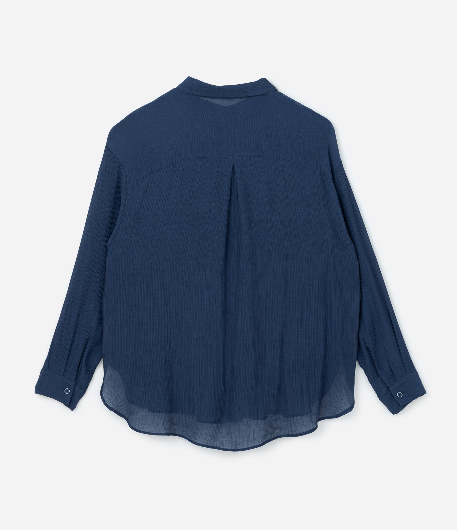 Camisa Alongada em Crepe com Textura Curve & Plus Size Azul 5