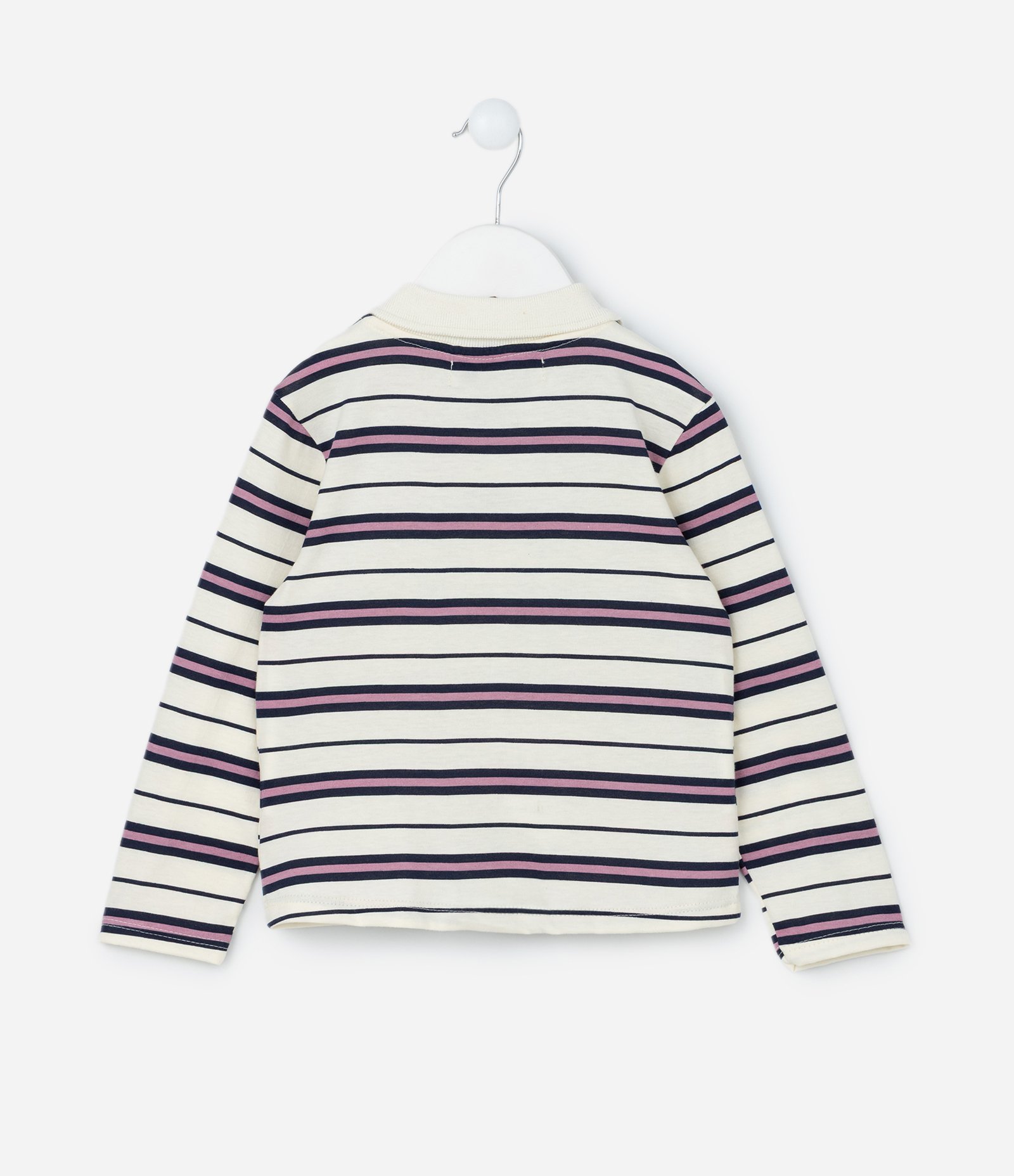 Blusa Infantil com Bordado Coração e Listras - Tam 1 a 6 Anos Bege 2