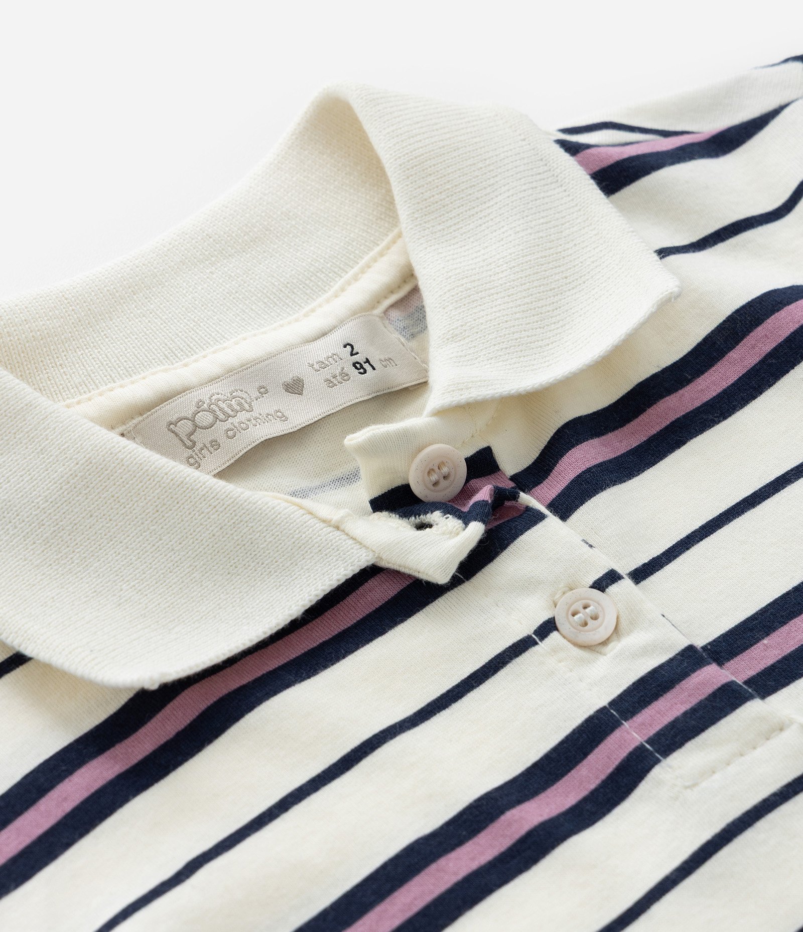 Blusa Infantil com Bordado Coração e Listras - Tam 1 a 6 Anos Bege 4