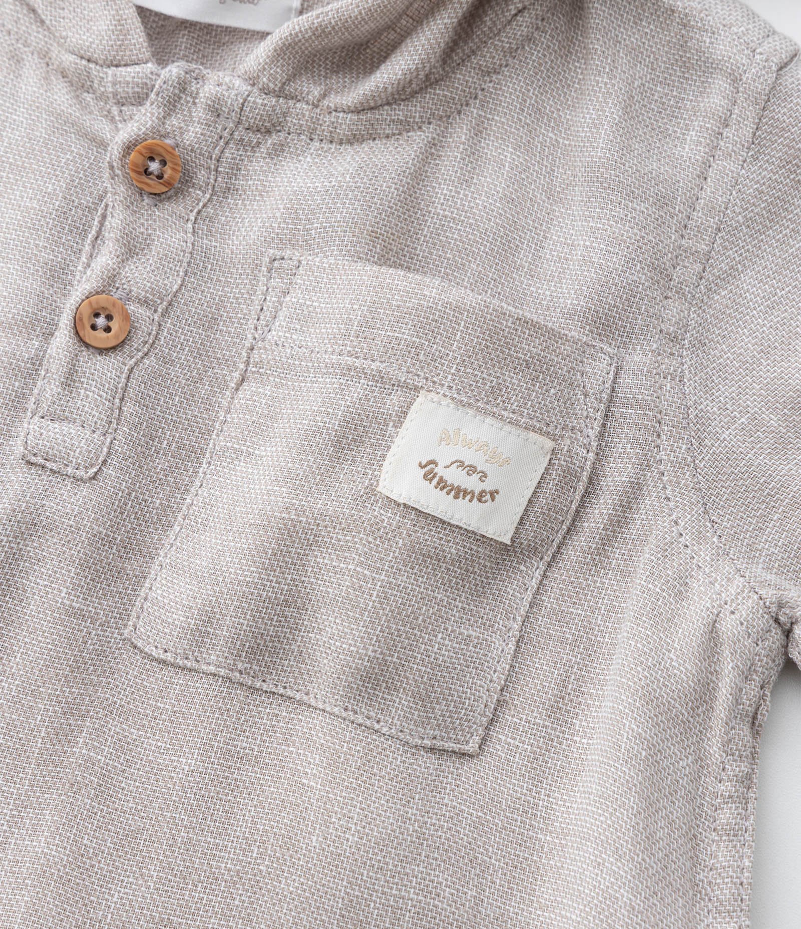 Camisa Bata Infantil em Viscolinho com Capuz - Tam 1 a 6 Anos Cinza 4