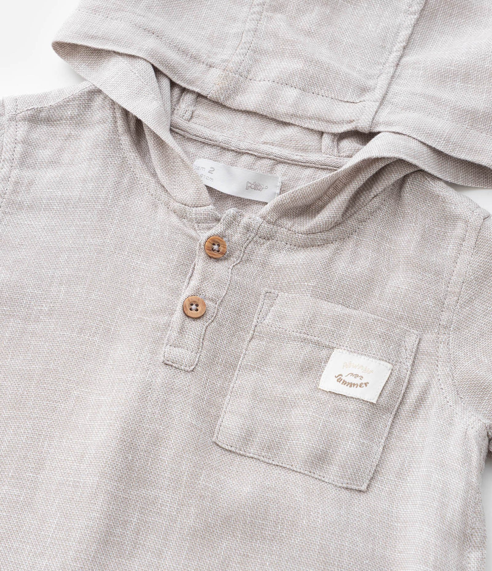 Camisa Bata Infantil em Viscolinho com Capuz - Tam 1 a 6 Anos Cinza 6