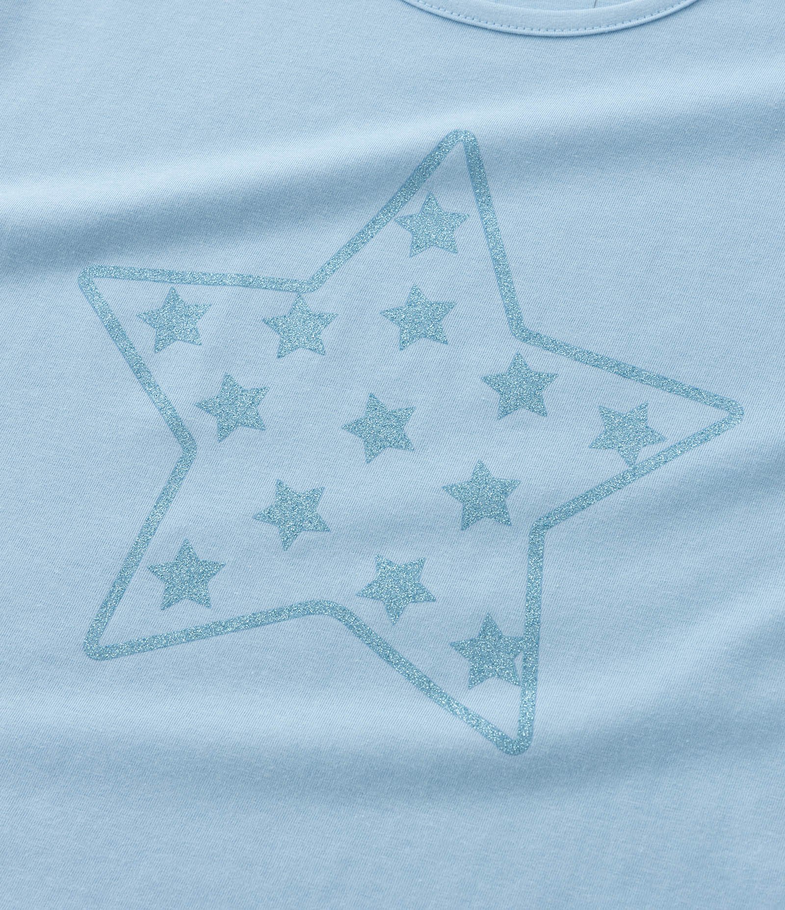 Camiseta Curta Infantil com Estampa de Estrelas - Tam 5 a 14 Anos Azul 4