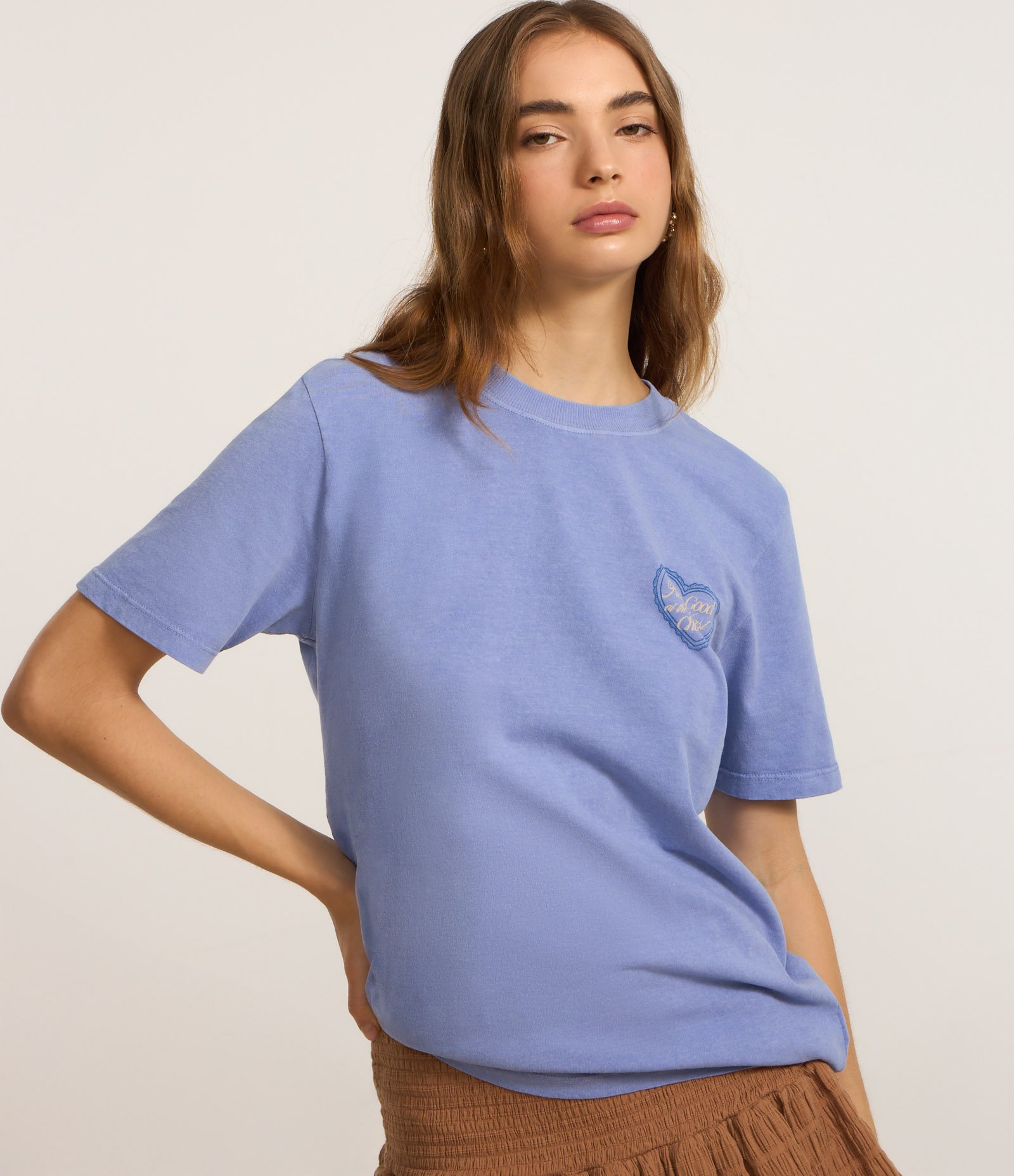 Camiseta Over em Algodão com Estampa de Coração Azul 2