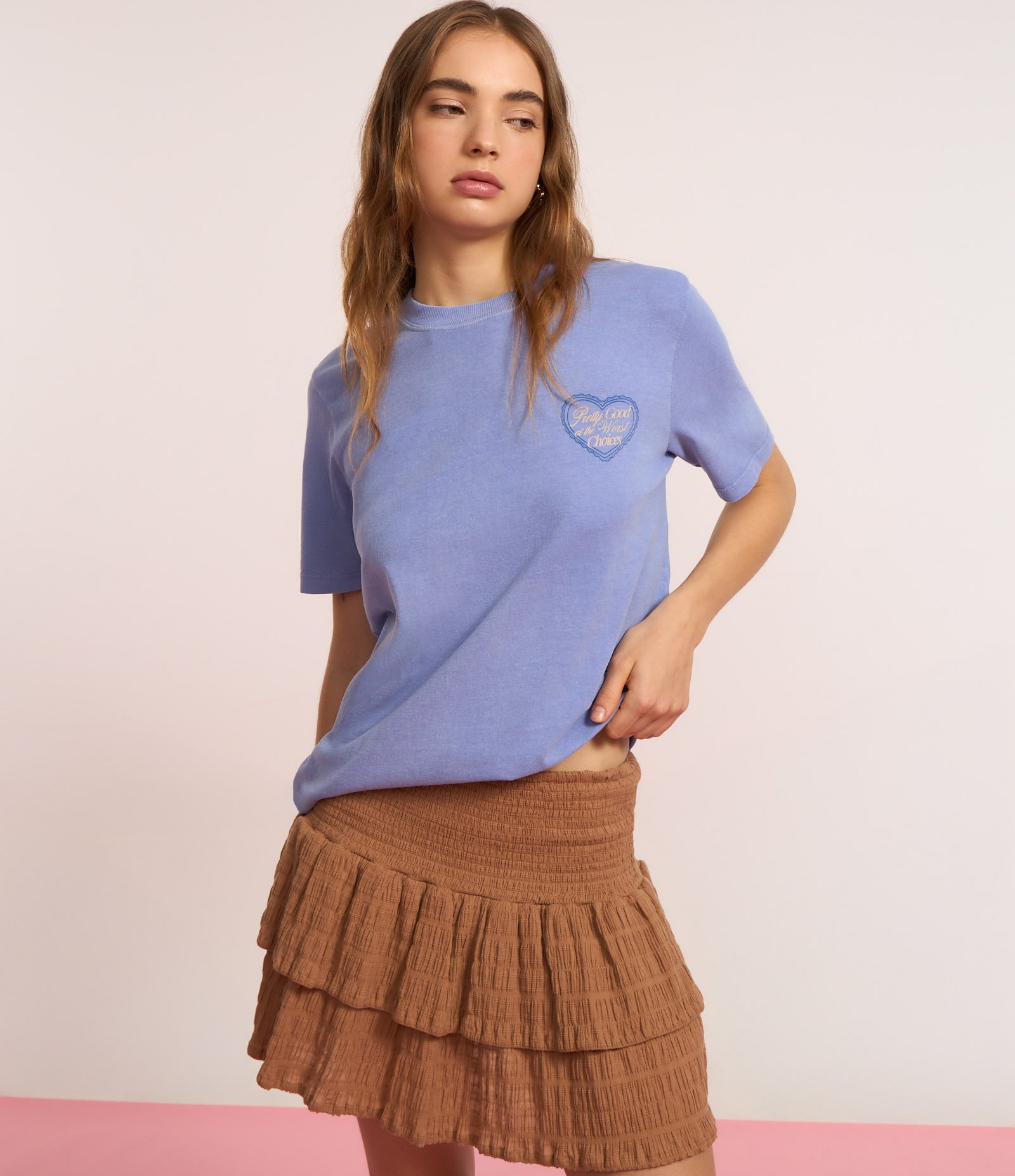 Camiseta Over em Algodão com Estampa de Coração Azul 4