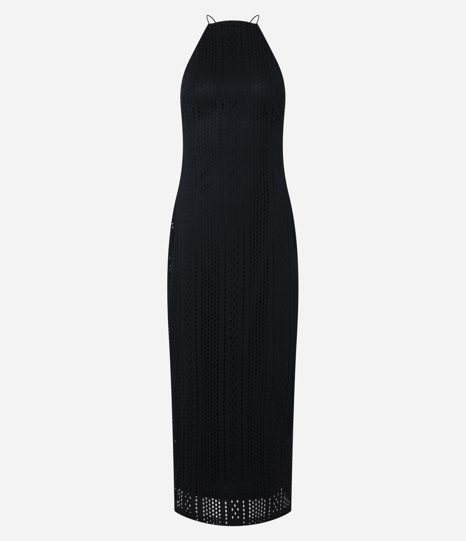 Vestido New Midi com Textura Furadinha e Costas Abertas Preto 5