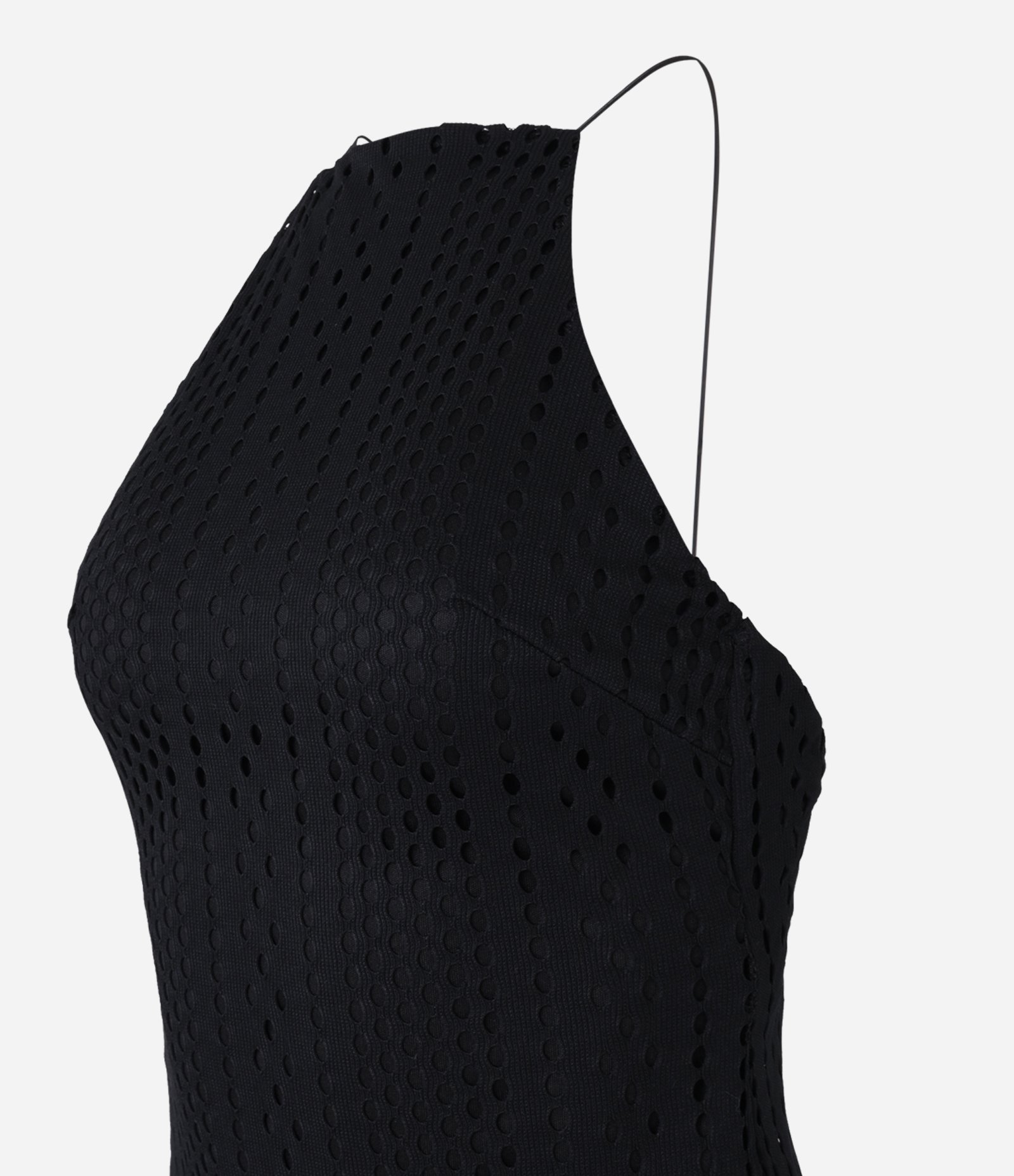 Vestido New Midi com Textura Furadinha e Costas Abertas Preto 6