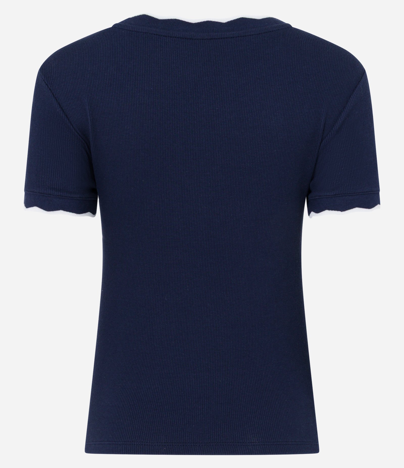 Blusa em Algodão com Gola e Manga Onduladas Azul Marinho 7