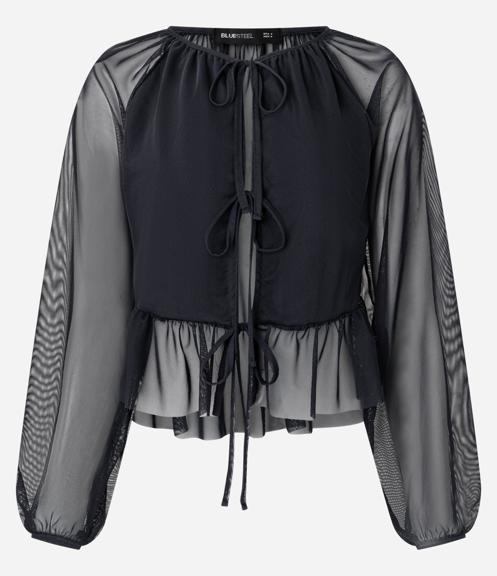 Blusa Bata em Tule com Amarração Preto 1