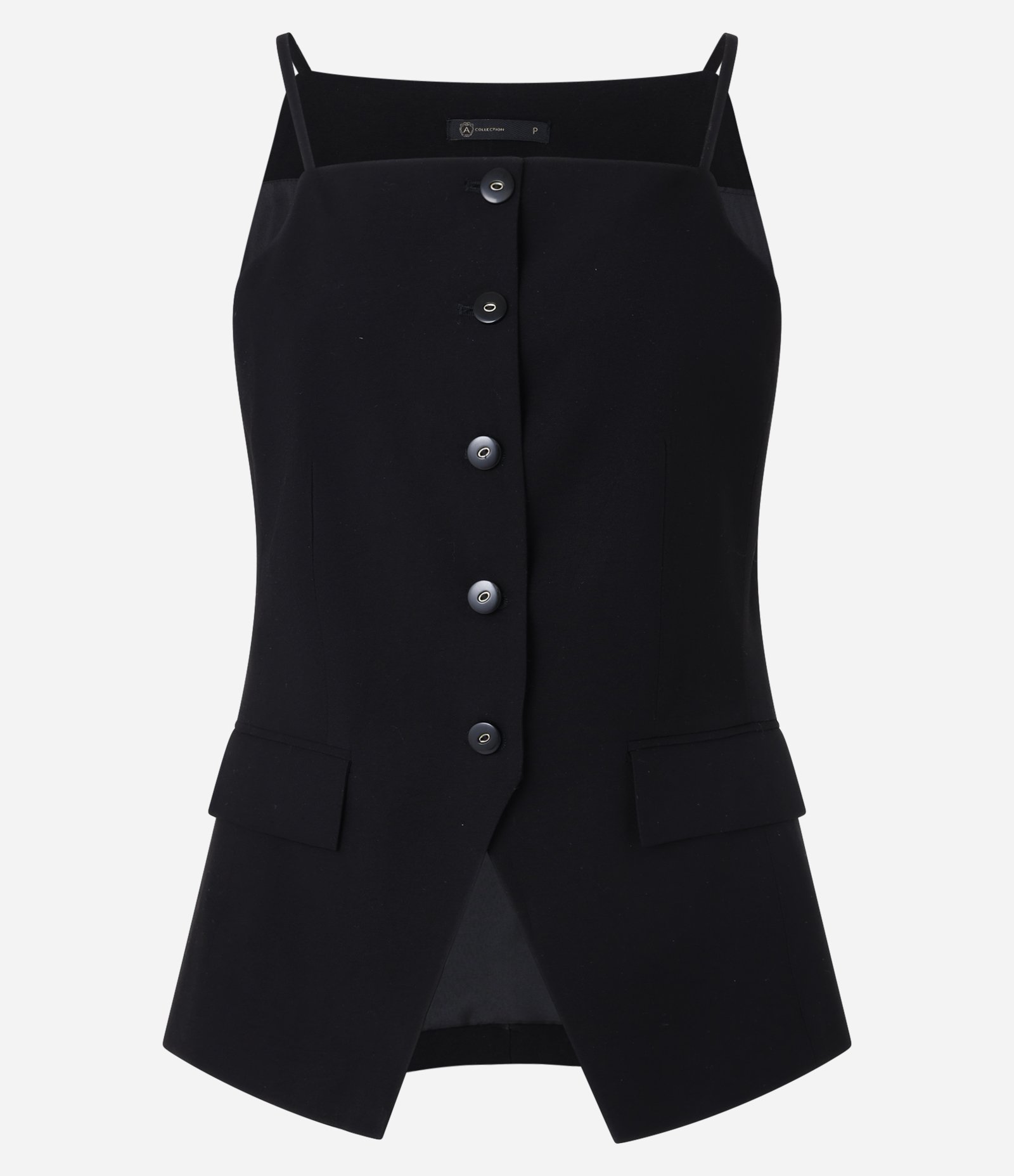 Colete em Viscose com Decote Quadrado e Barra V Preto 5