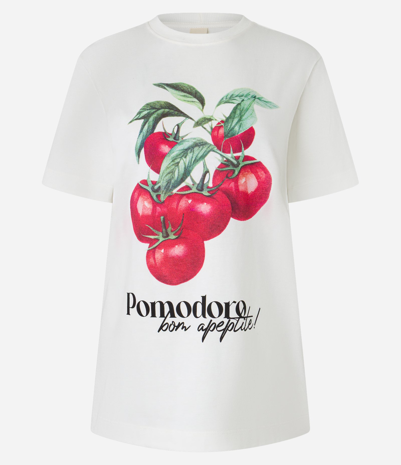 Camiseta em Algodão com Estampa Pomodoro Bom Apetite Branco 5