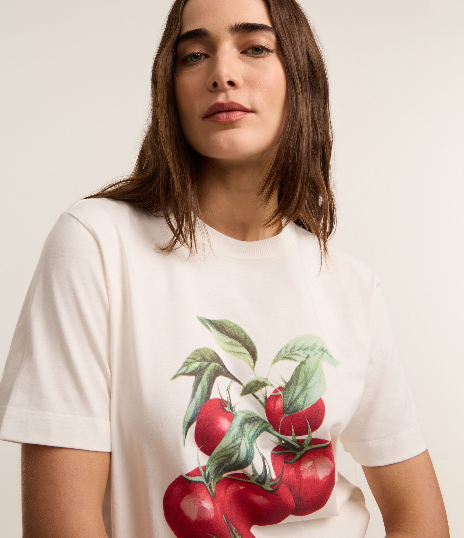 Camiseta em Algodão com Estampa Pomodoro Bom Apetite Branco 4