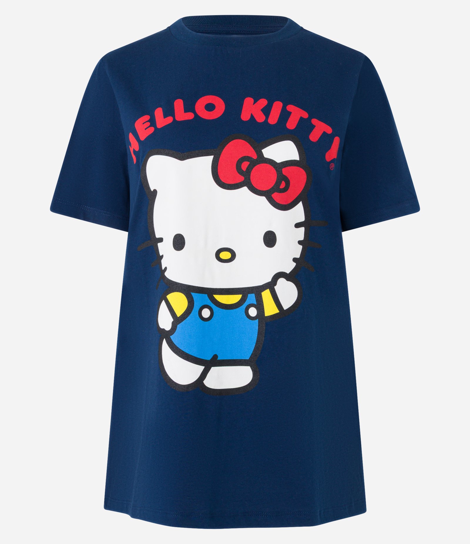 Camiseta Alongada em Algodão com Estampa Hello Kitty Azul Marinho 4