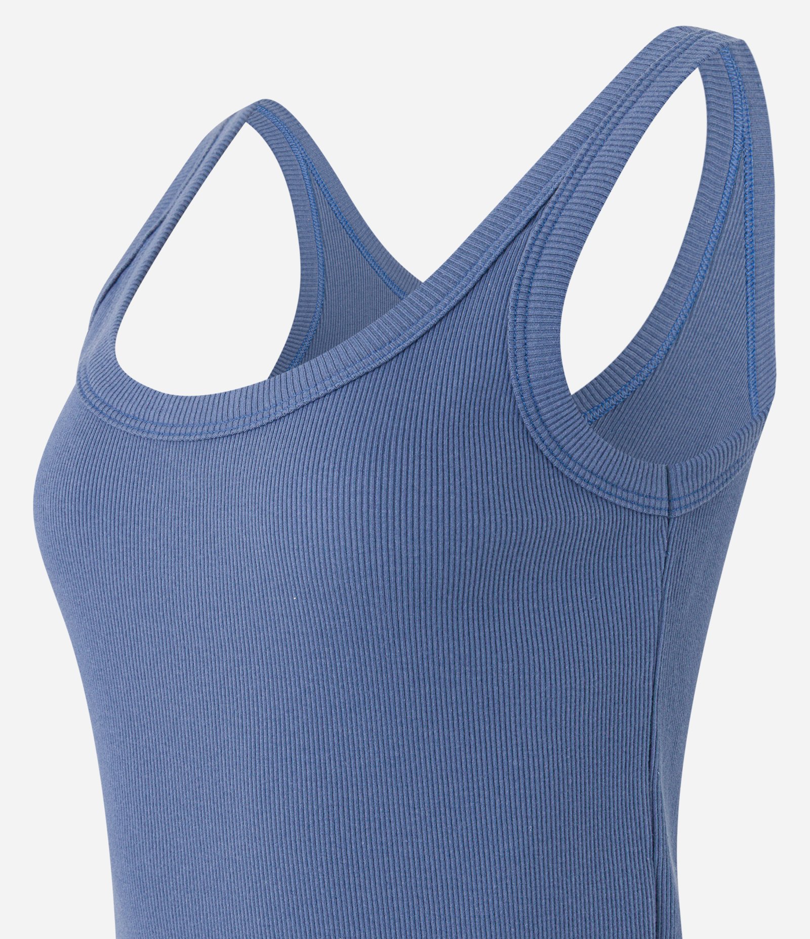 Blusa Regata em Ribana com Decote U Azul 7