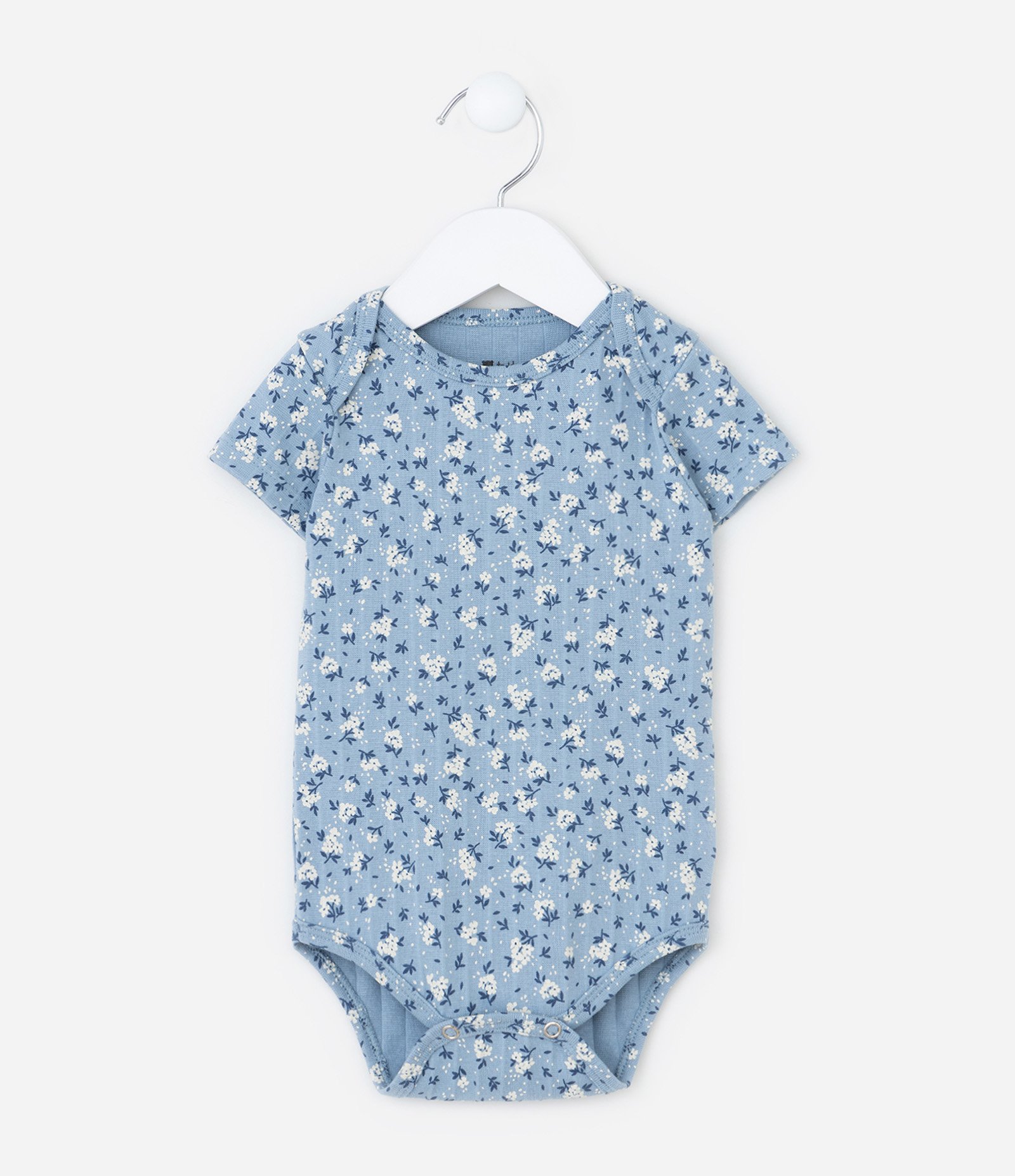 Conjunto Infantil Texturizado com Estampa Floral - RN a 18 meses Azul 2