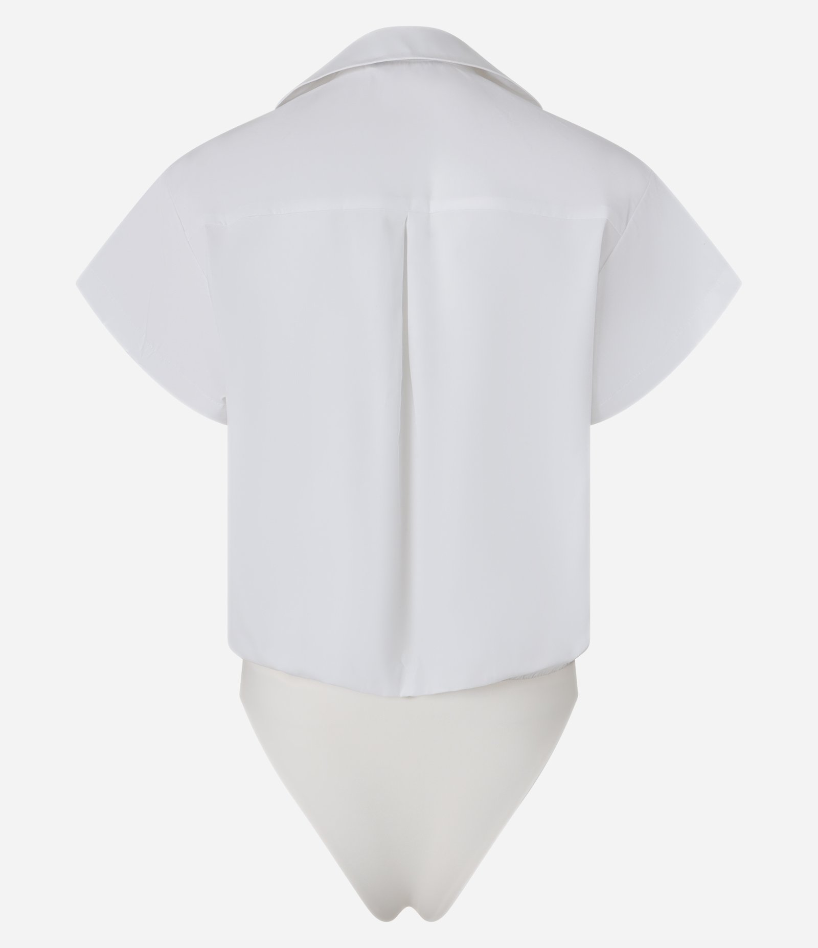 Body Camisa em Tricoline com Decote Profundo Branco 8