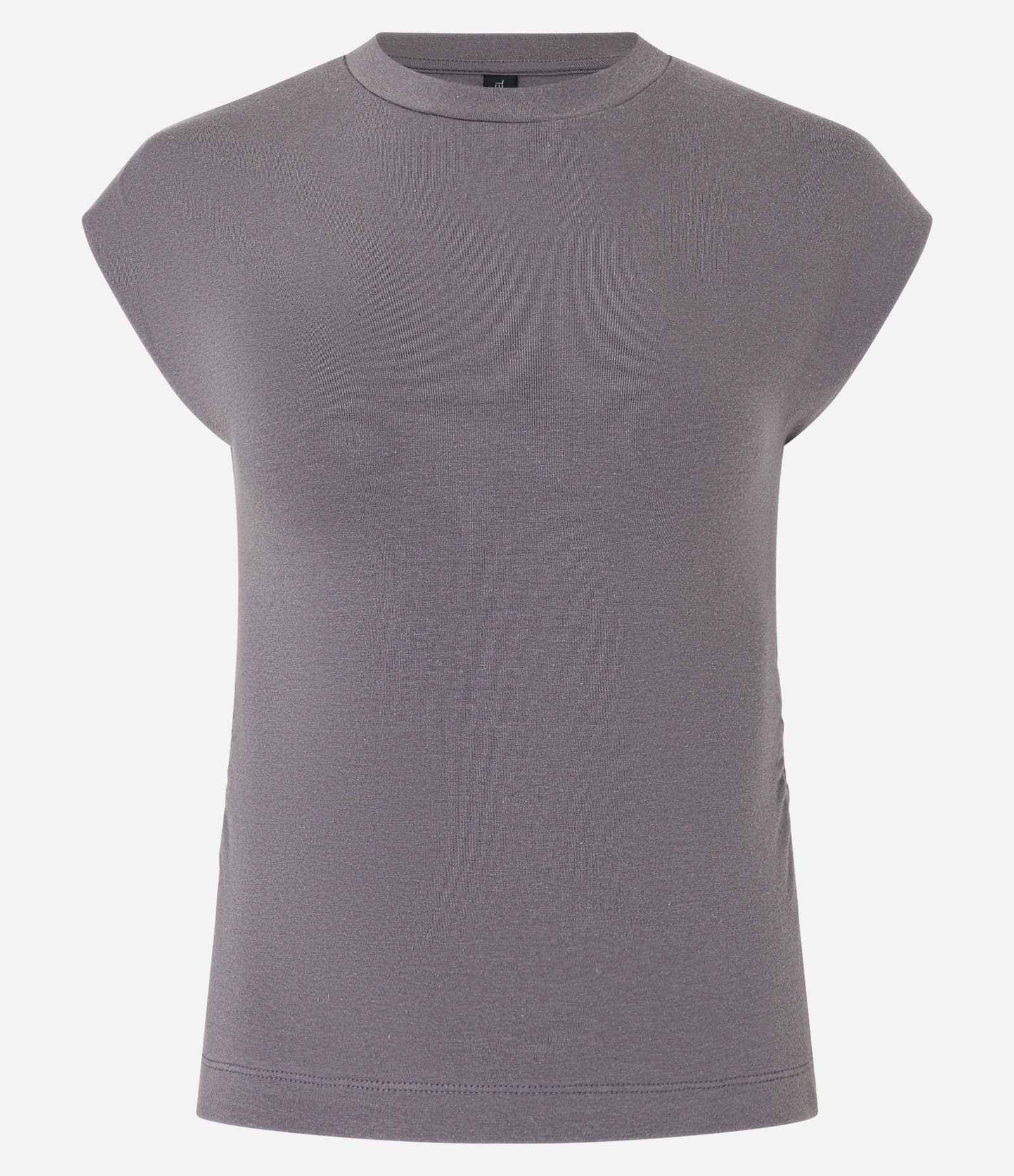 Blusa em Algodão com Gola Alta e Franzido na Lateral Cinza 4