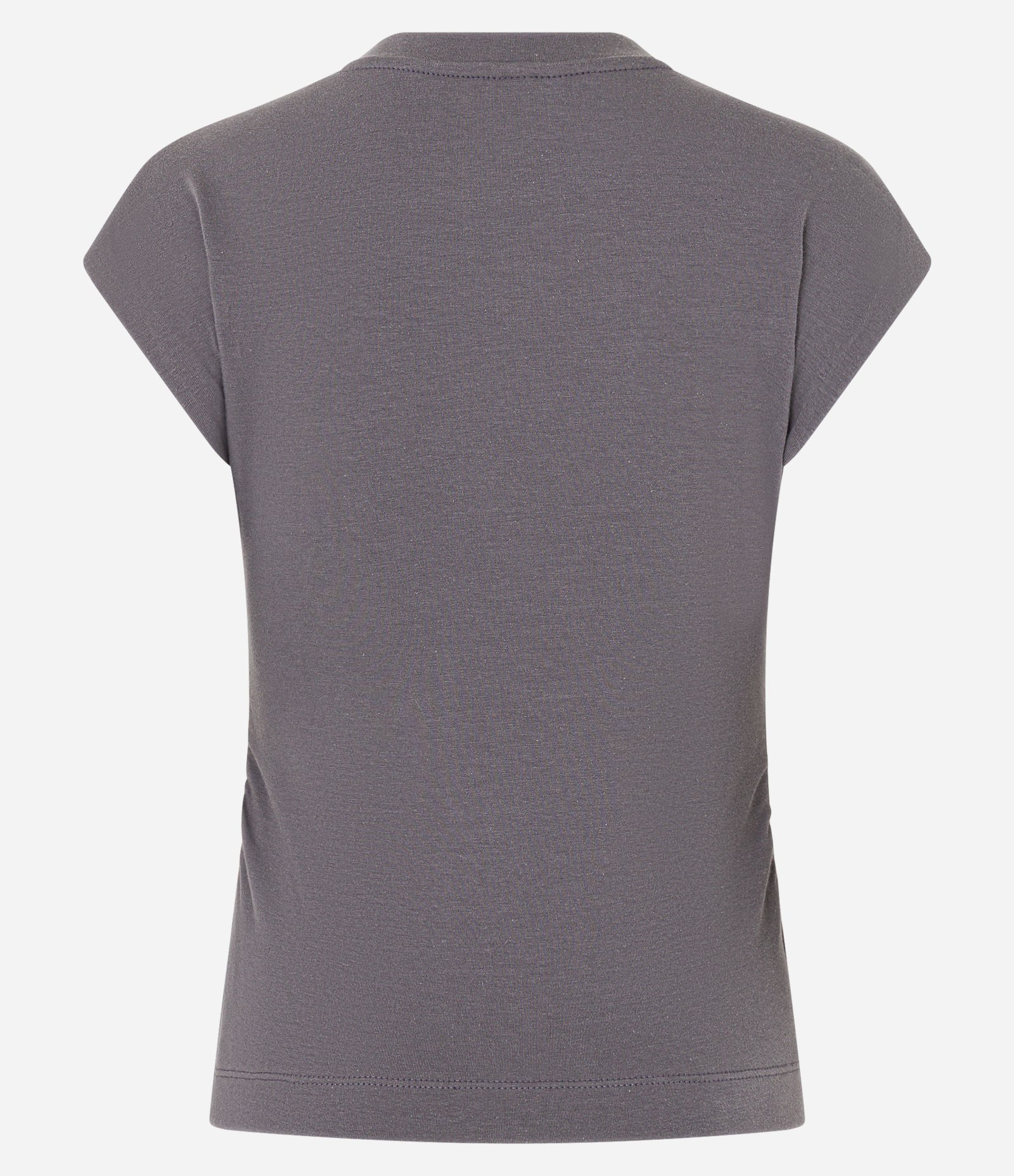 Blusa em Algodão com Gola Alta e Franzido na Lateral Cinza 5
