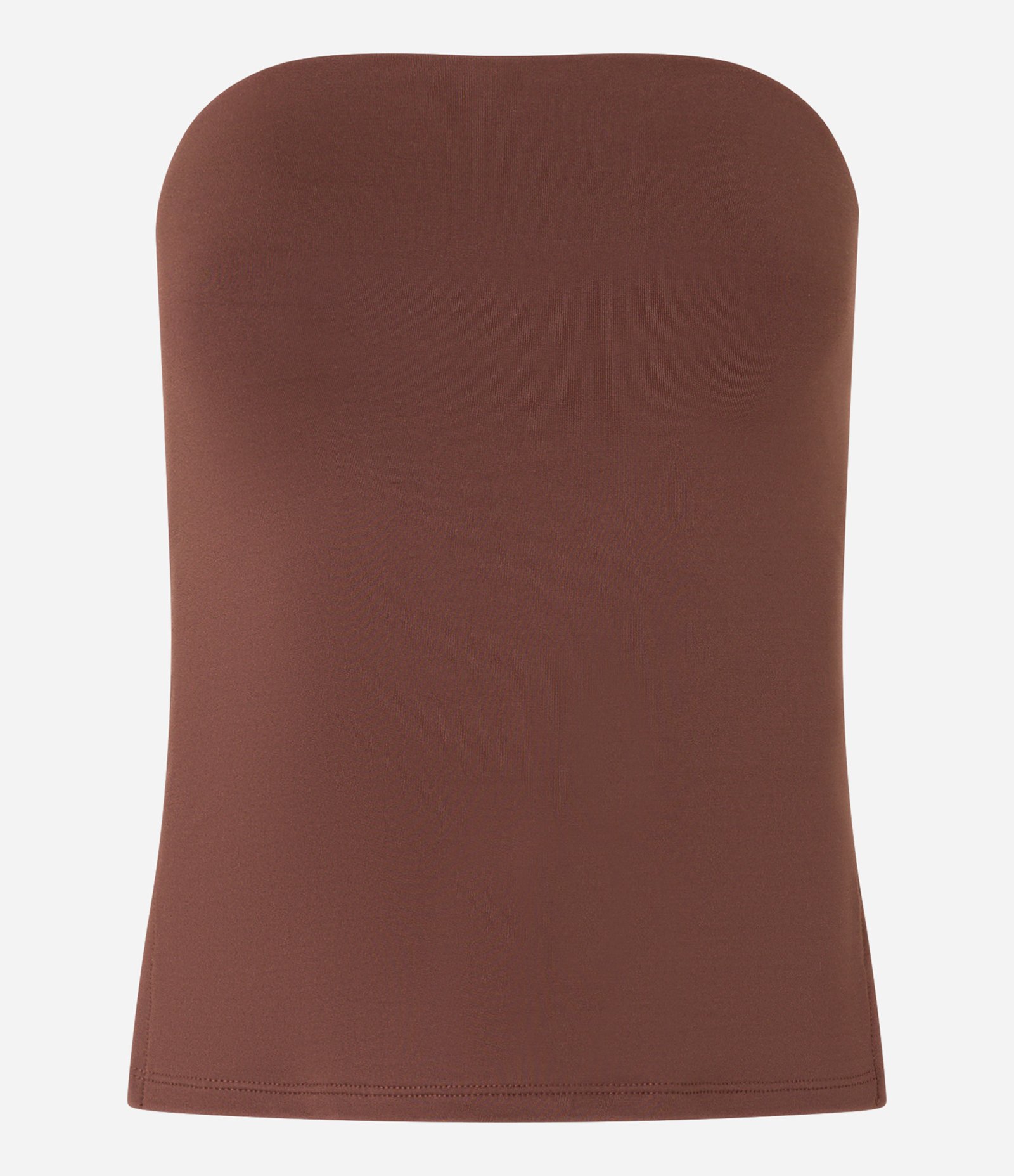 Blusa em Microfibra Tomara que Caia com Fenda Lateral Marrom 4