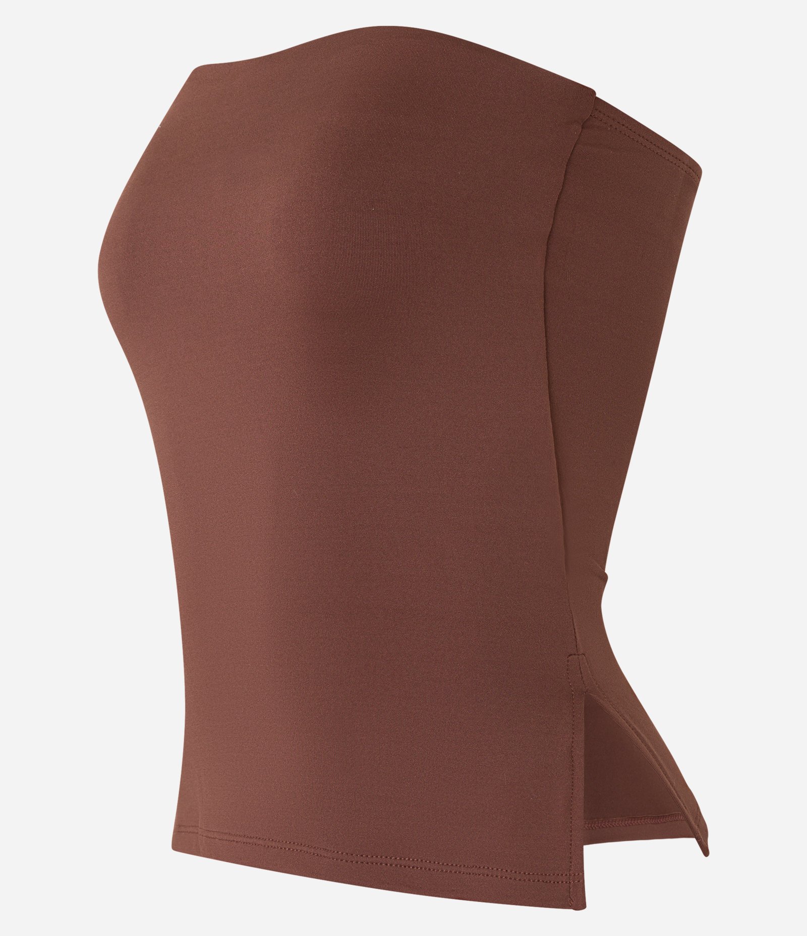 Blusa em Microfibra Tomara que Caia com Fenda Lateral Marrom 5