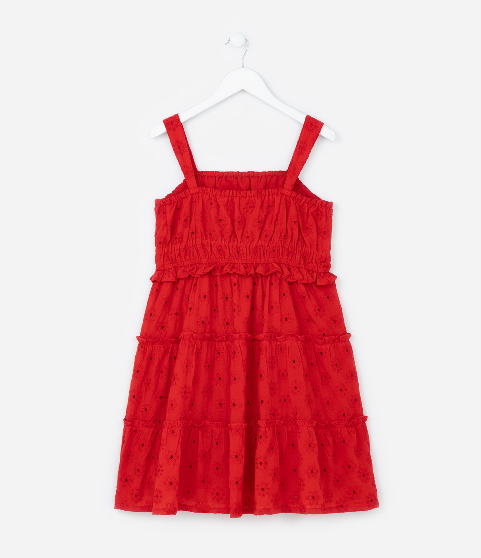 Vestido Marias Infantil em Laise com Elástico no Busto - Tam 5 a 14 Anos Vermelho 2
