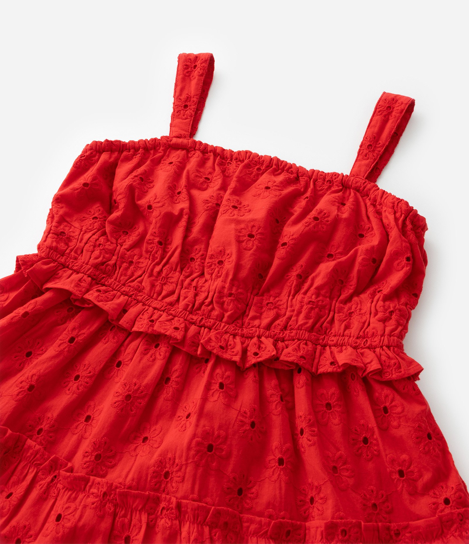Vestido Marias Infantil em Laise com Elástico no Busto - Tam 5 a 14 Anos Vermelho 6