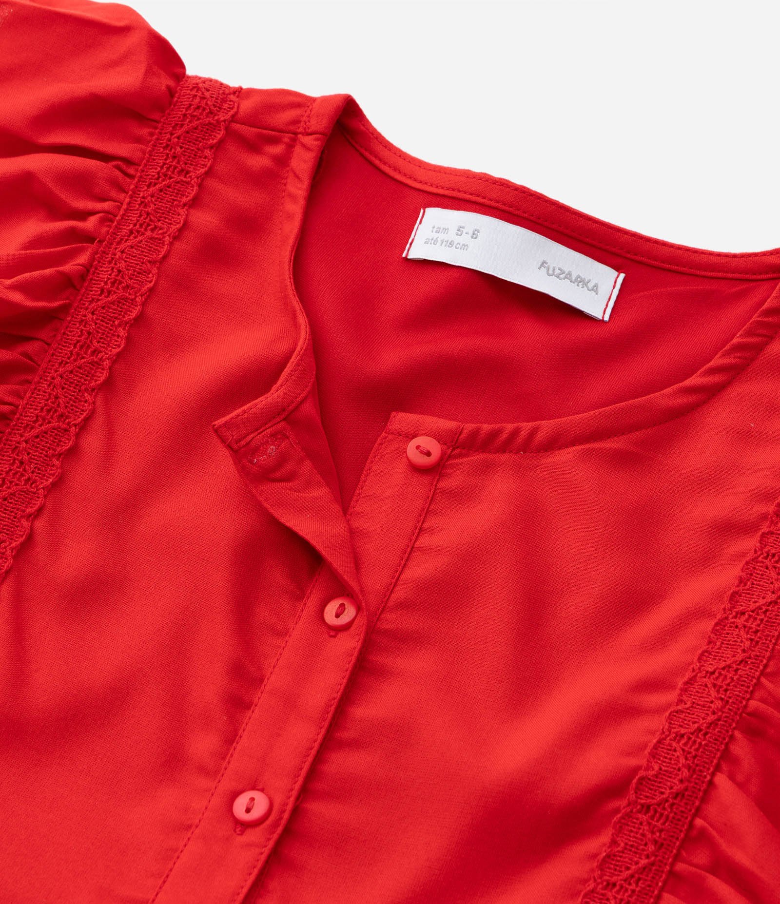 Vestido Infantil com Detalhes em Renda - Tam 5 a 14 Anos Vermelho 6