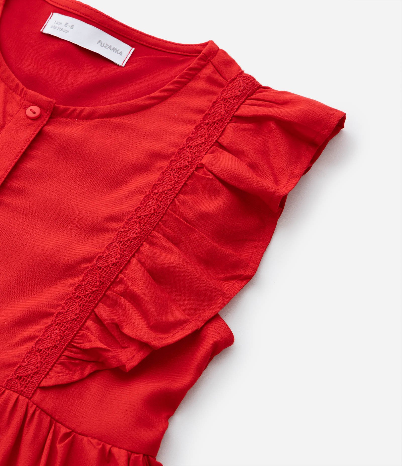 Vestido Infantil com Detalhes em Renda - Tam 5 a 14 Anos Vermelho 8
