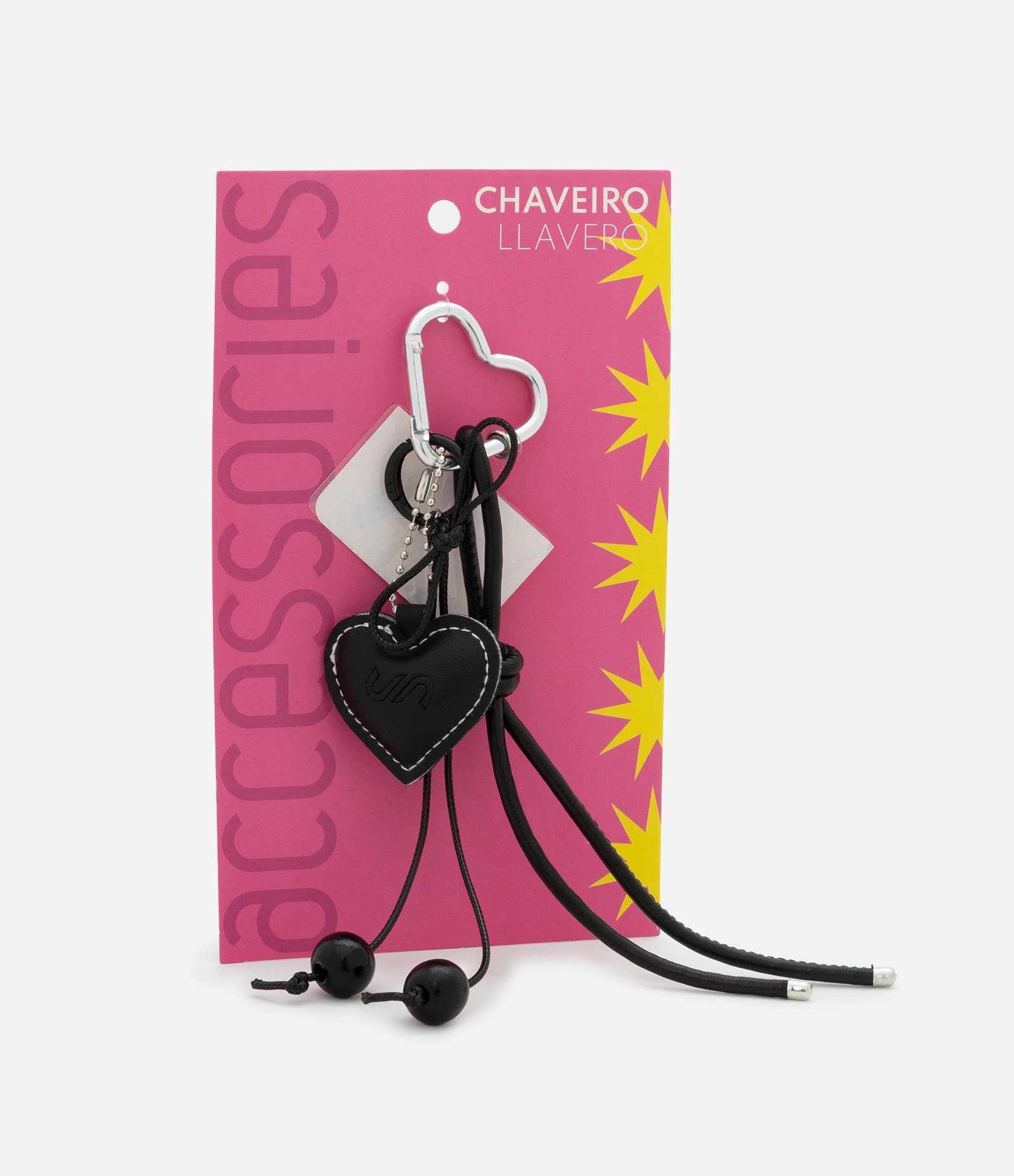 Chaveiro de Metal com Corações e Cordas Preto 3