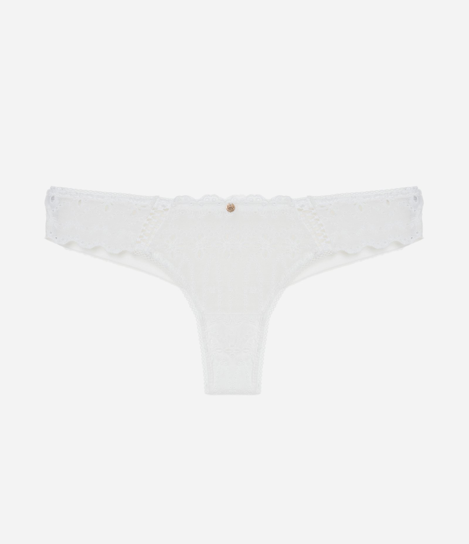 Calcinha Biquíni Fio Duplo em Algodão Bordado Branco 6