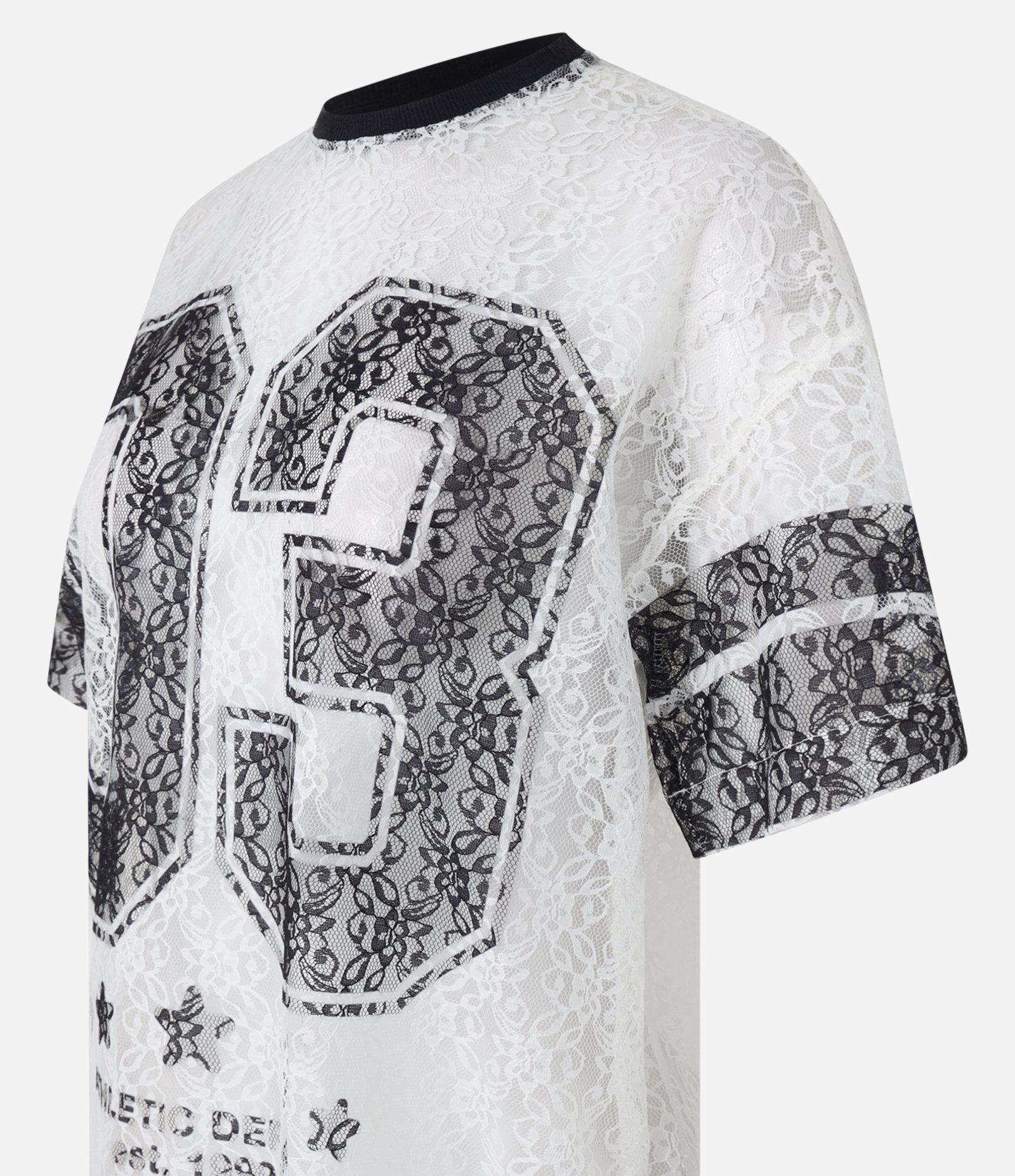 Camiseta Alongada em Renda com Estampa 03 Branco 5